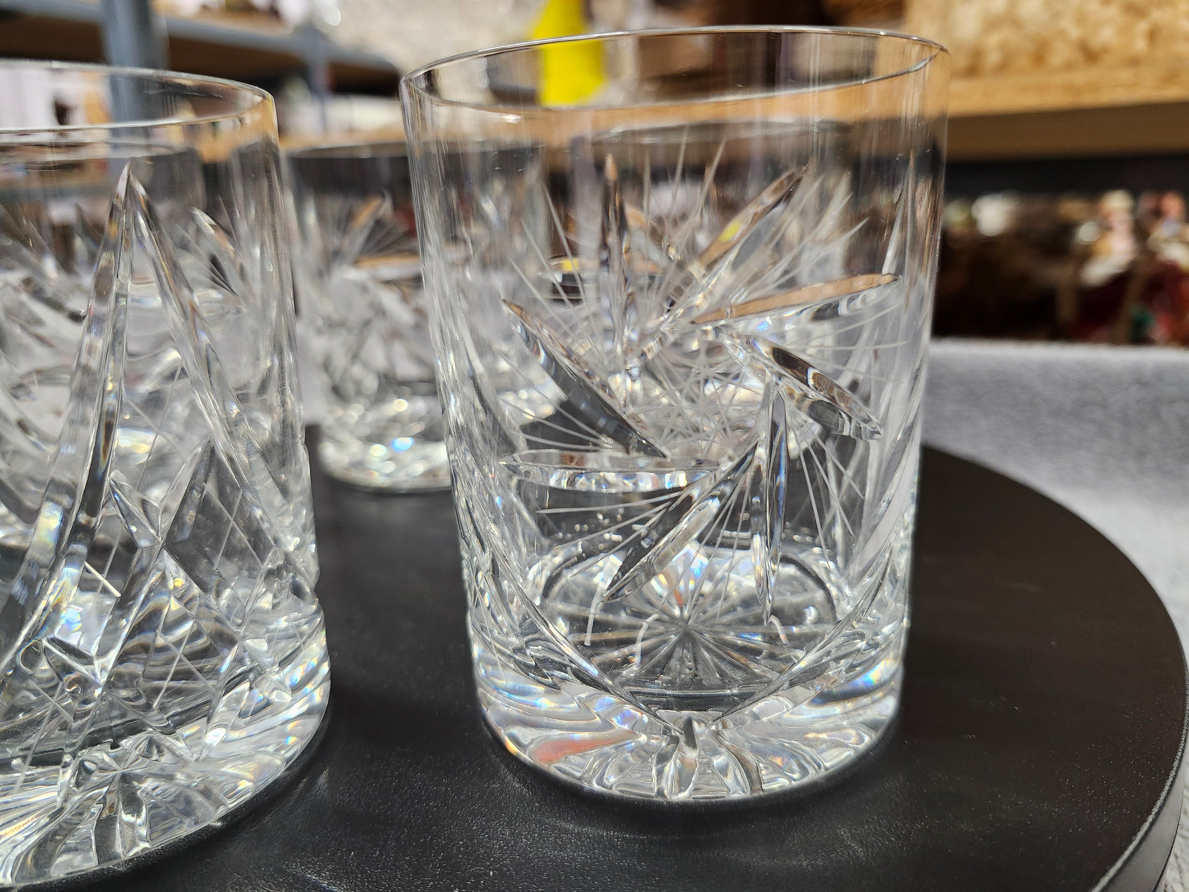 Crystal tumbler whiskey glasses x5