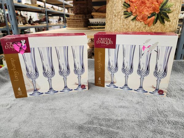 Flute crystal glasses x8 NEW