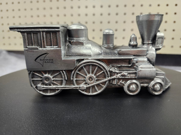 Metal train piggy bank
