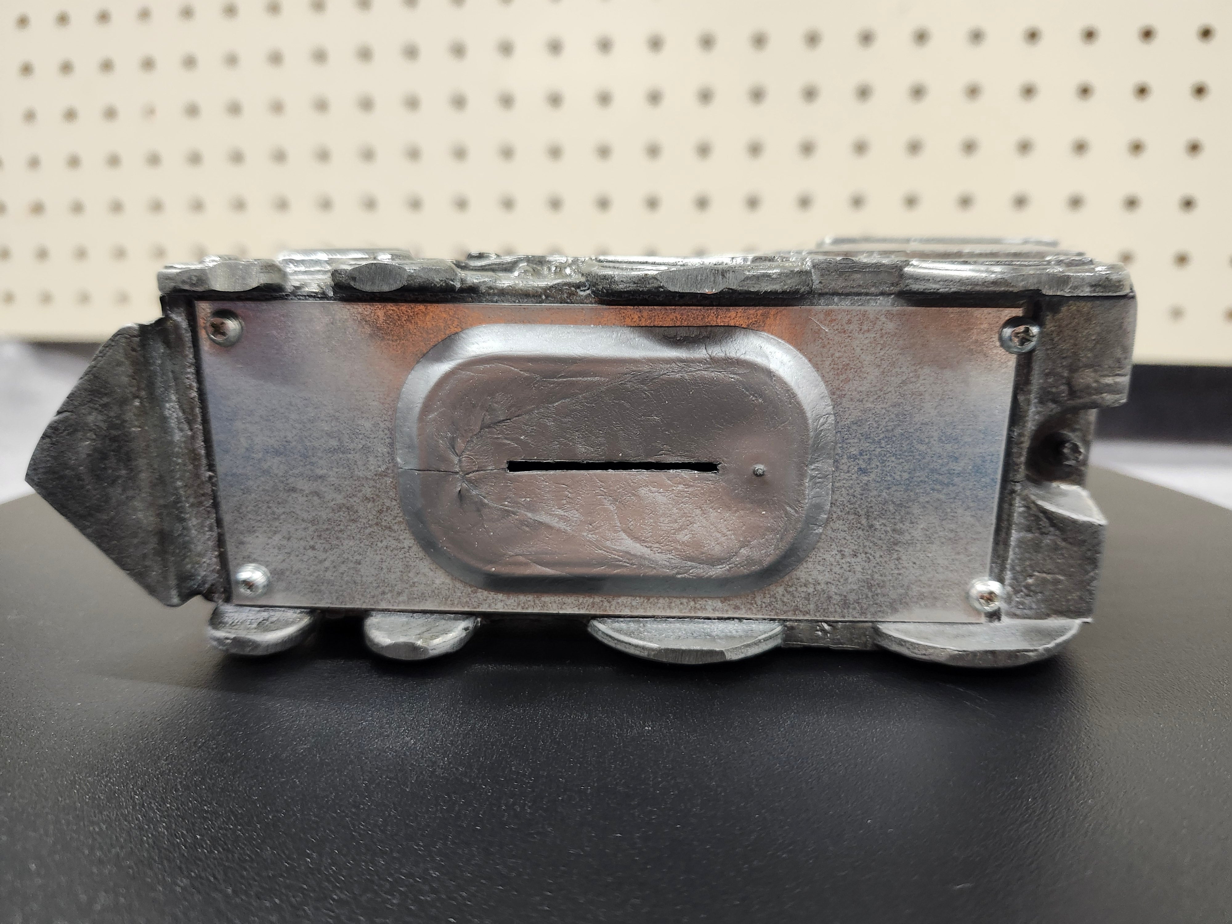 Metal train piggy bank