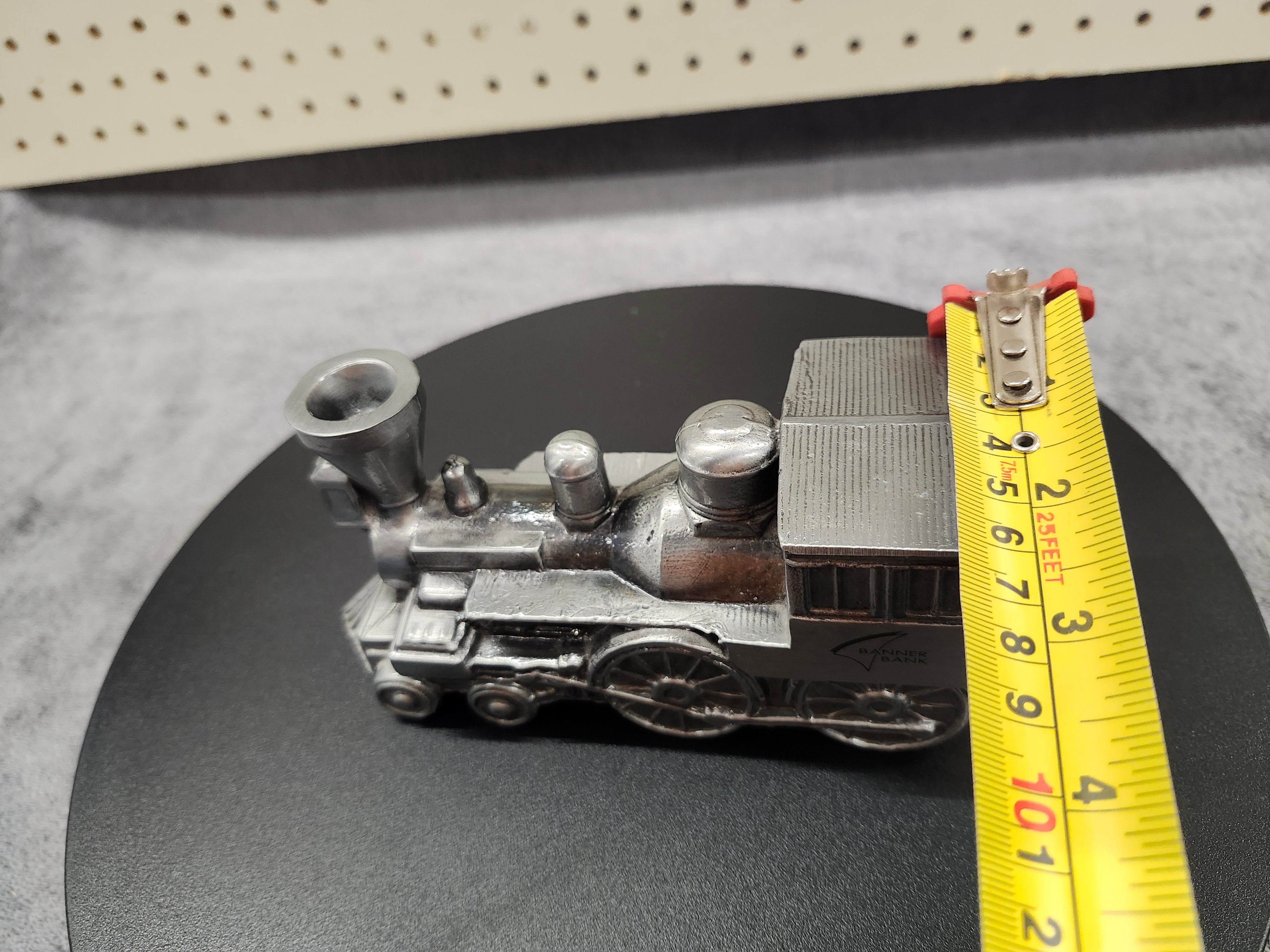 Metal train piggy bank