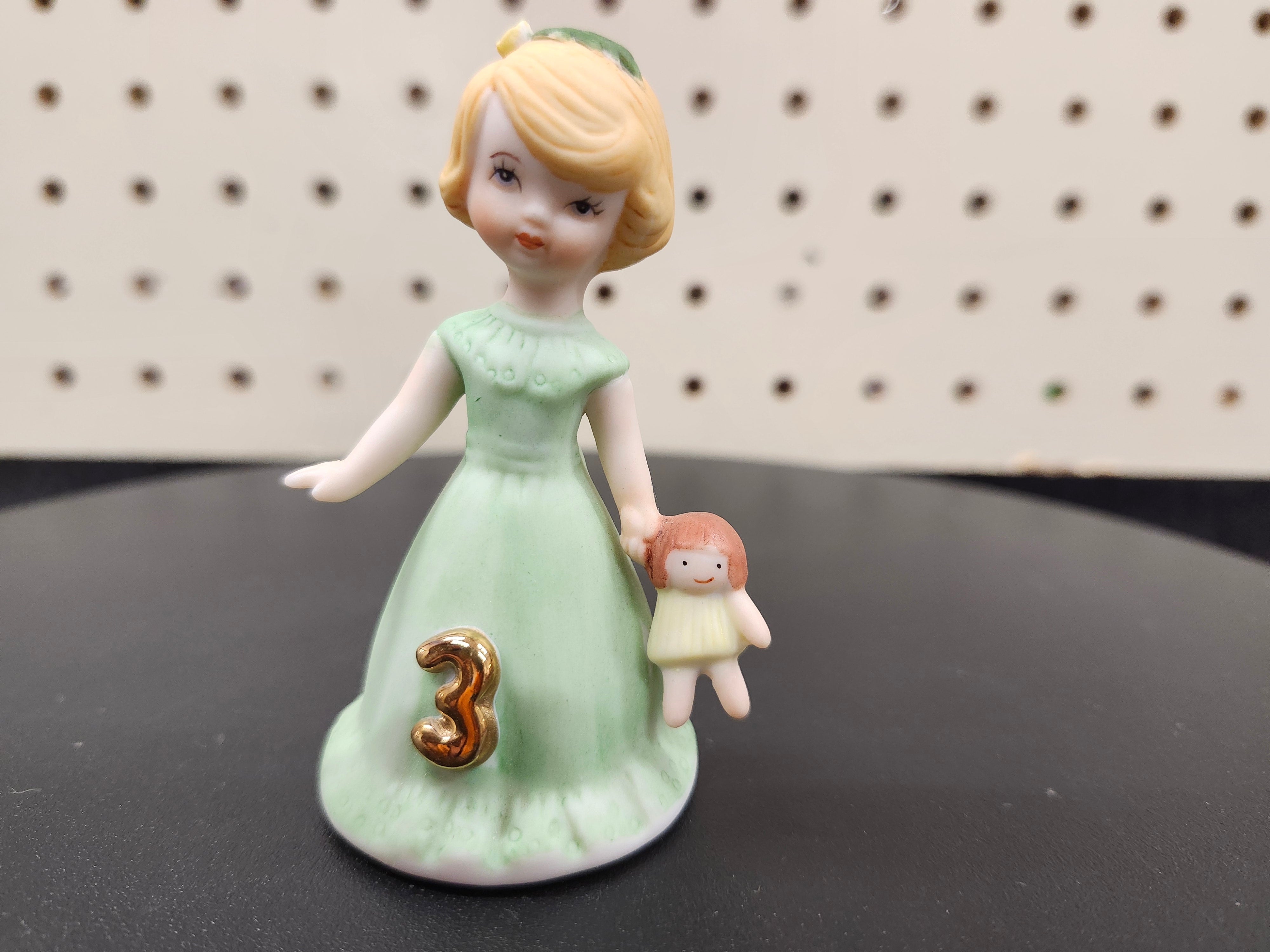 #3 Growing up birthday girl figurines. Brown & blonde hair girls
