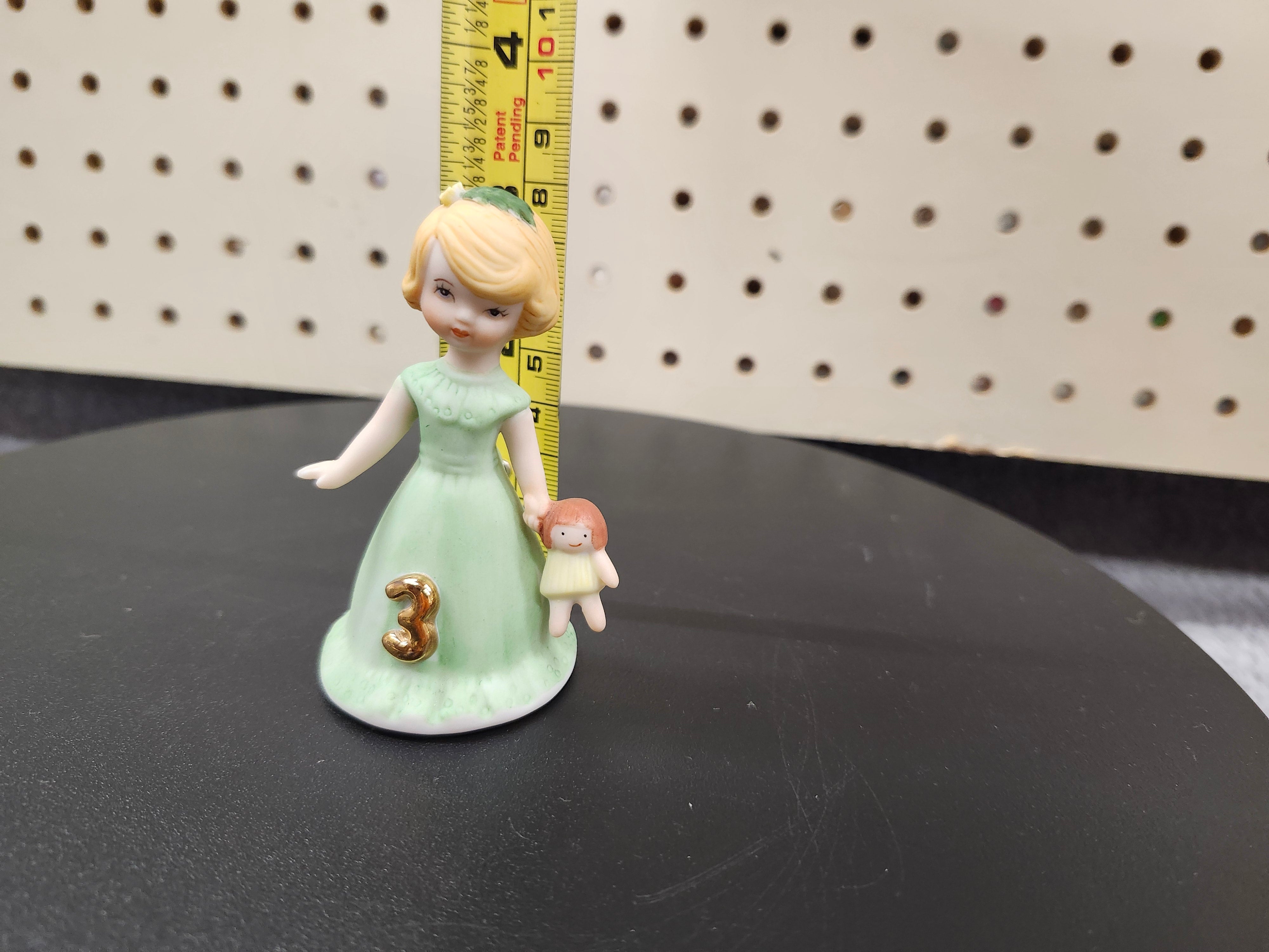 #3 Growing up birthday girl figurines. Brown & blonde hair girls