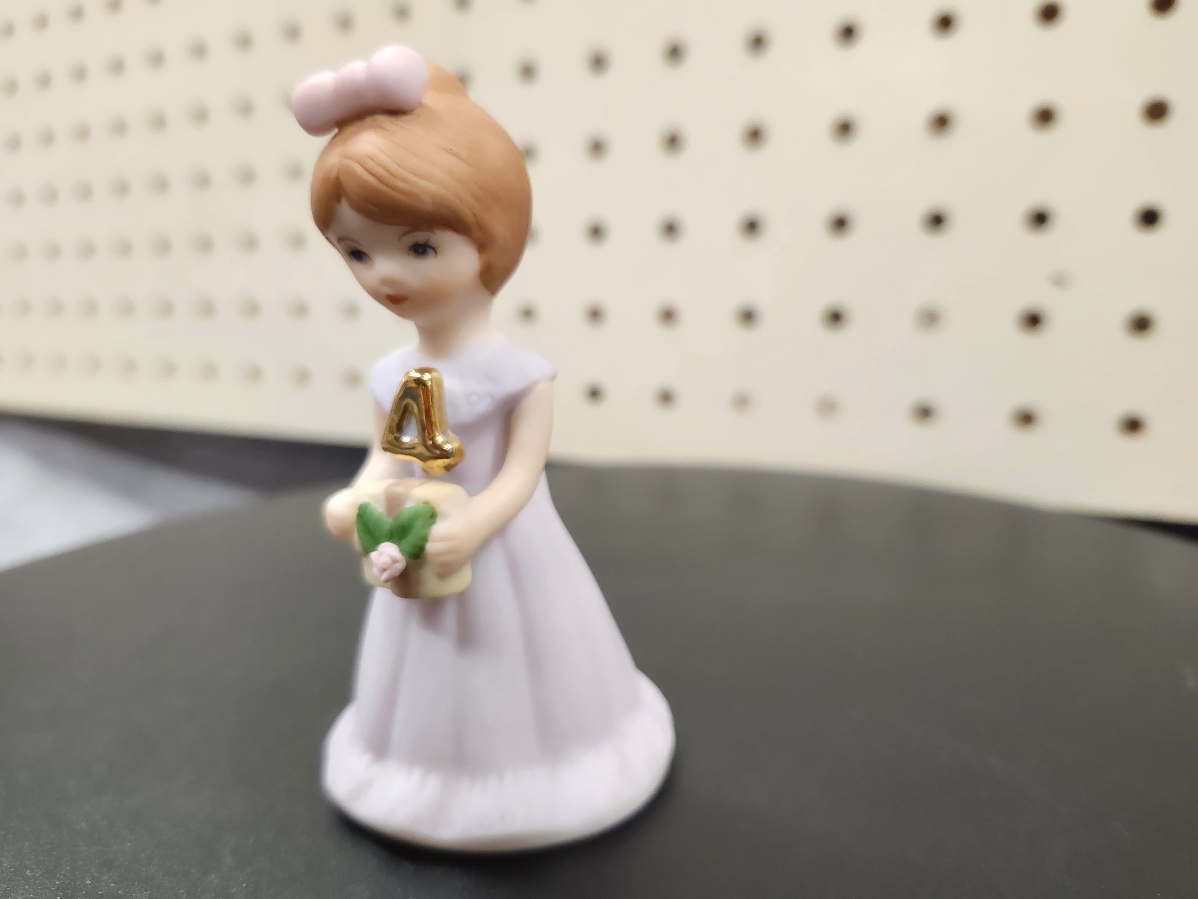 #4 Growing up birthday girl figurines. Brown & blonde hair girls