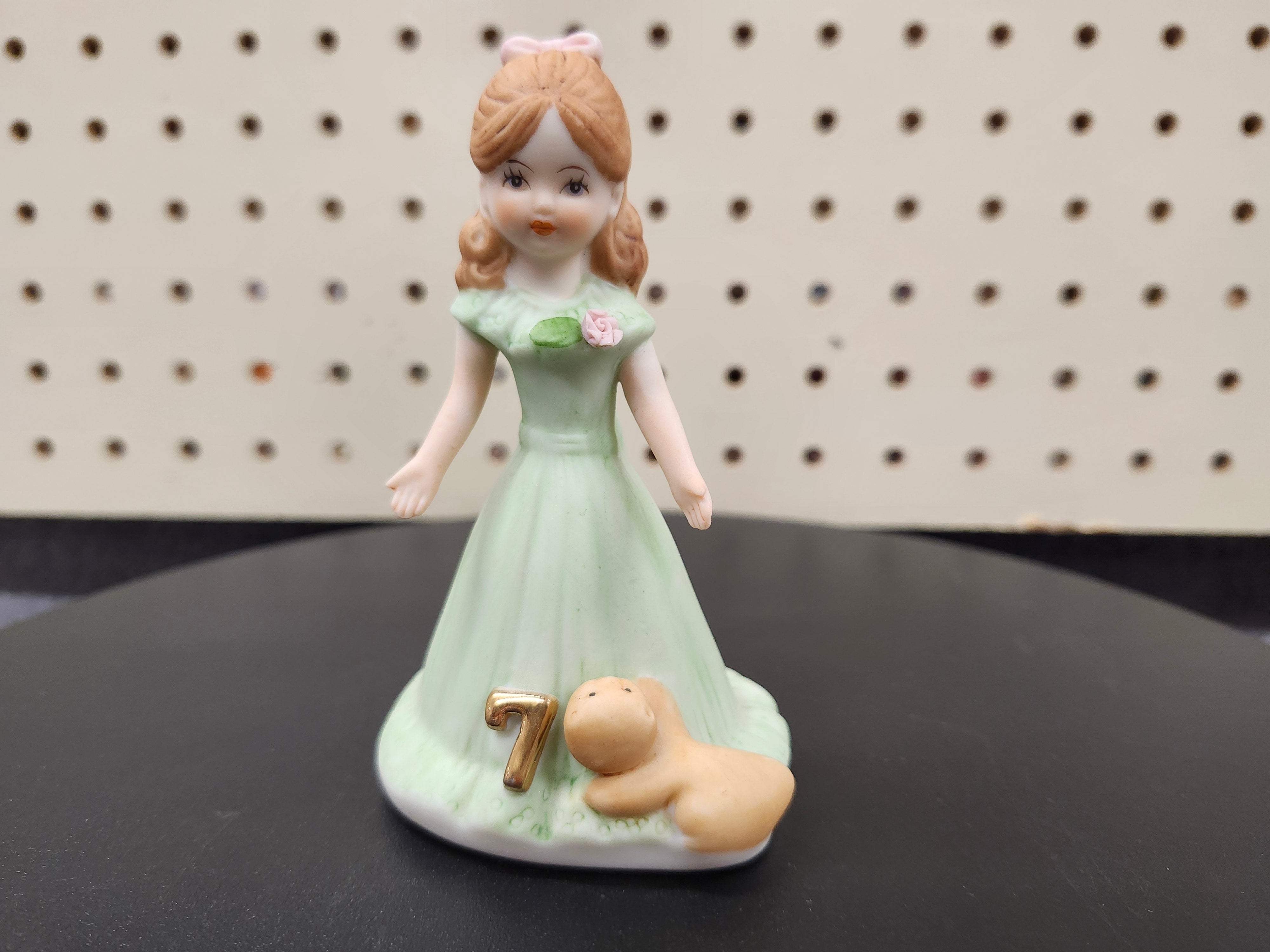 #7 Growing up birthday girl figurines. Brown & blonde hair girls
