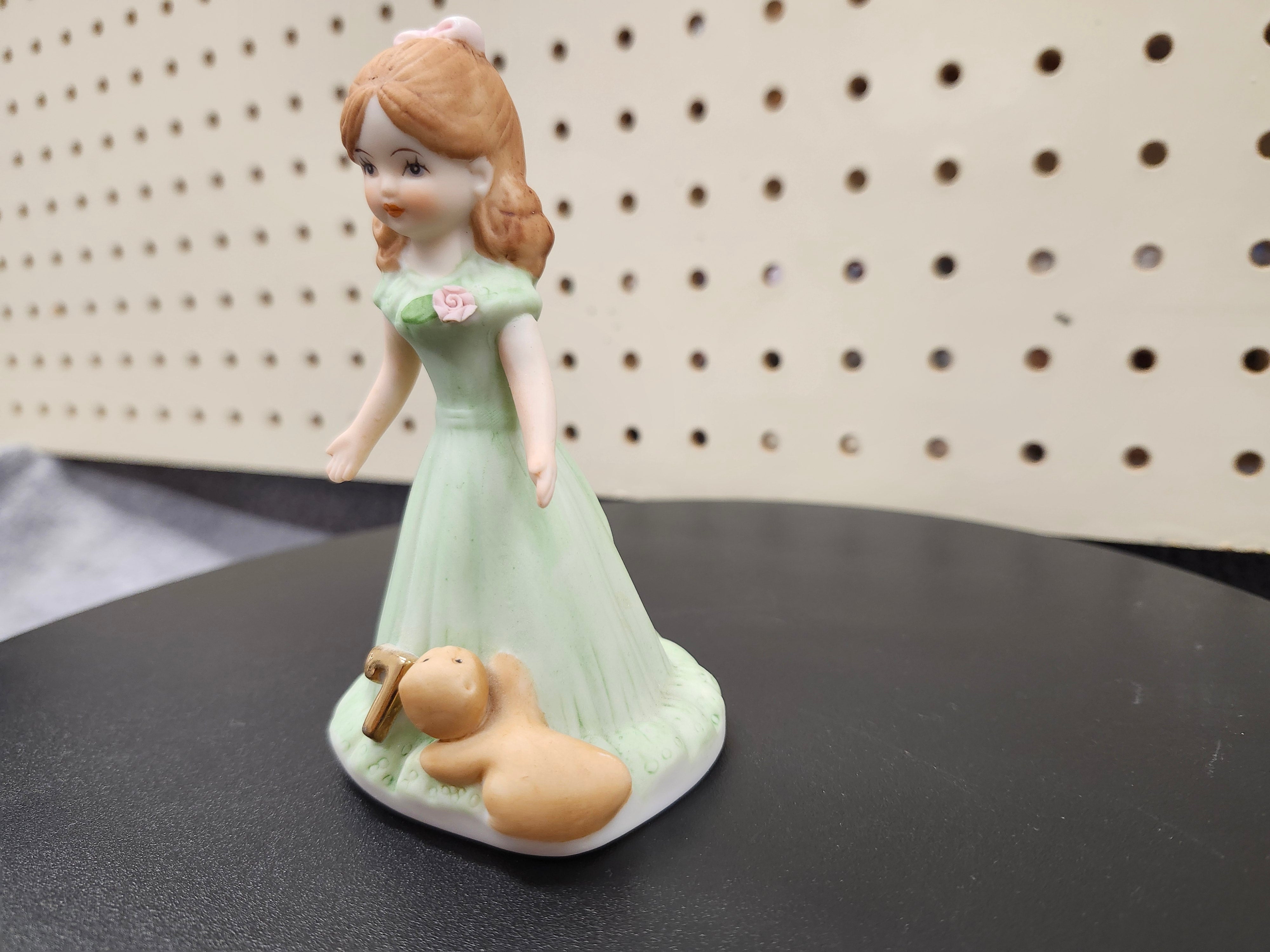 #7 Growing up birthday girl figurines. Brown & blonde hair girls