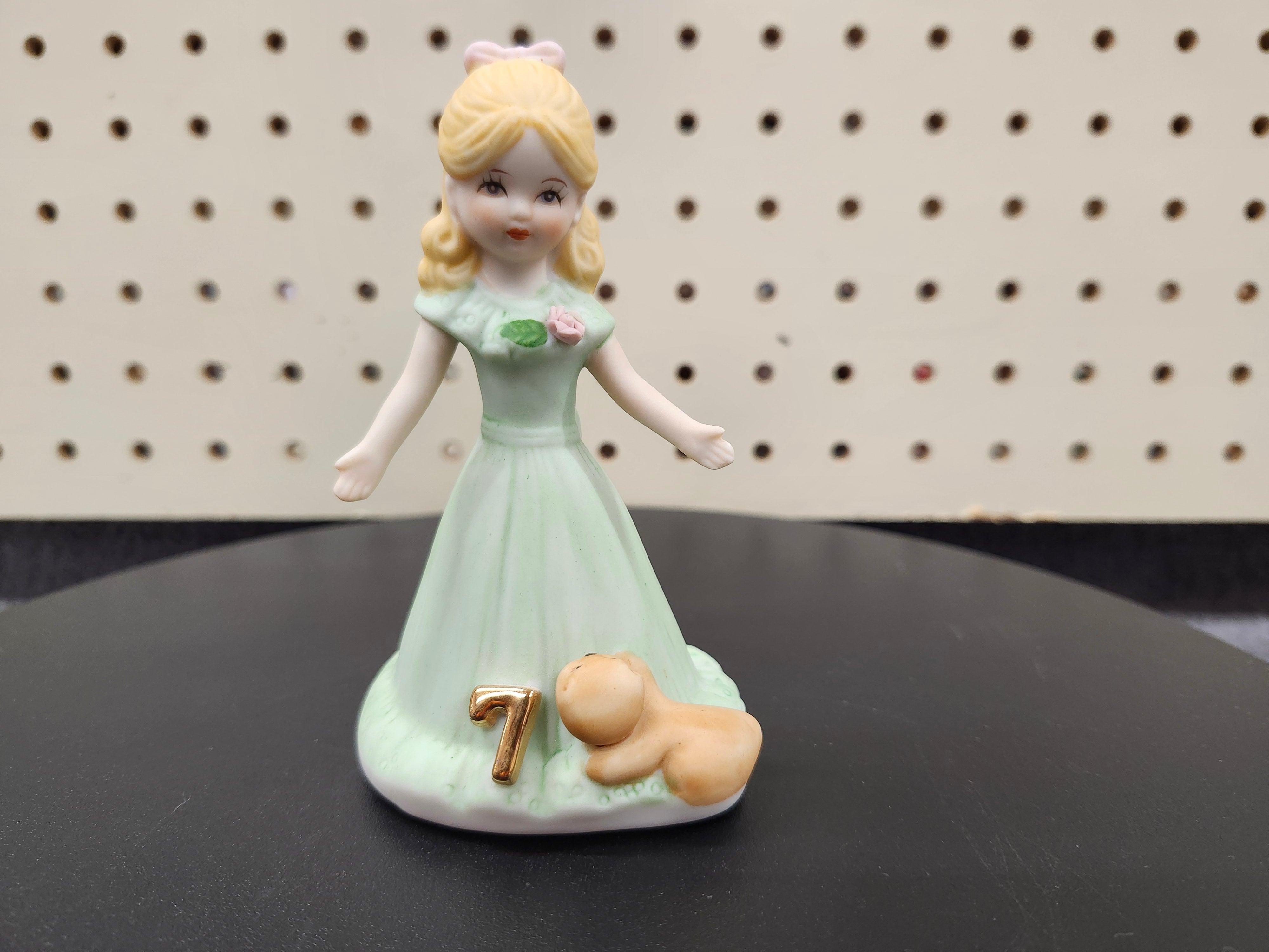 #7 Growing up birthday girl figurines. Brown & blonde hair girls