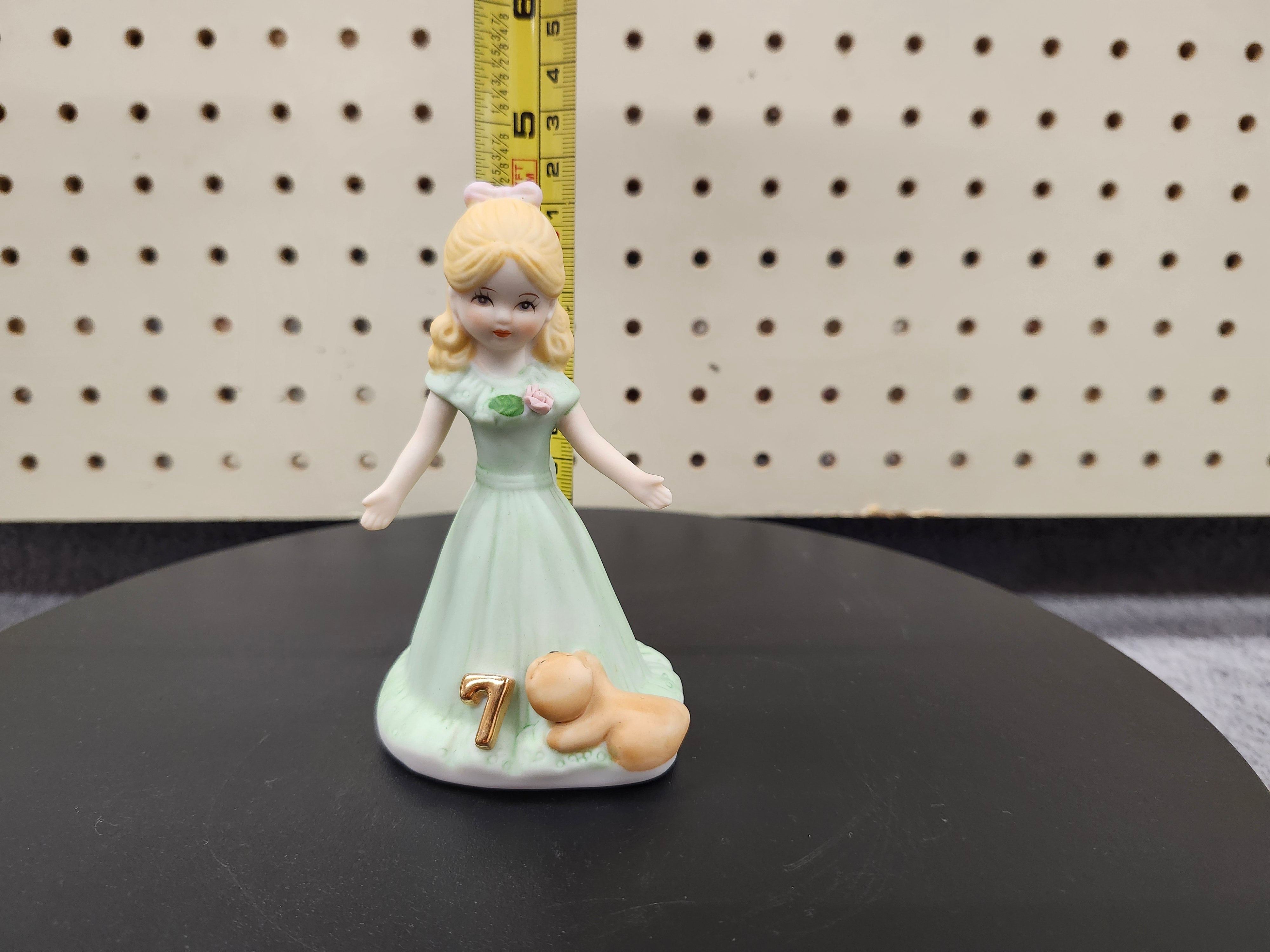 #7 Growing up birthday girl figurines. Brown & blonde hair girls