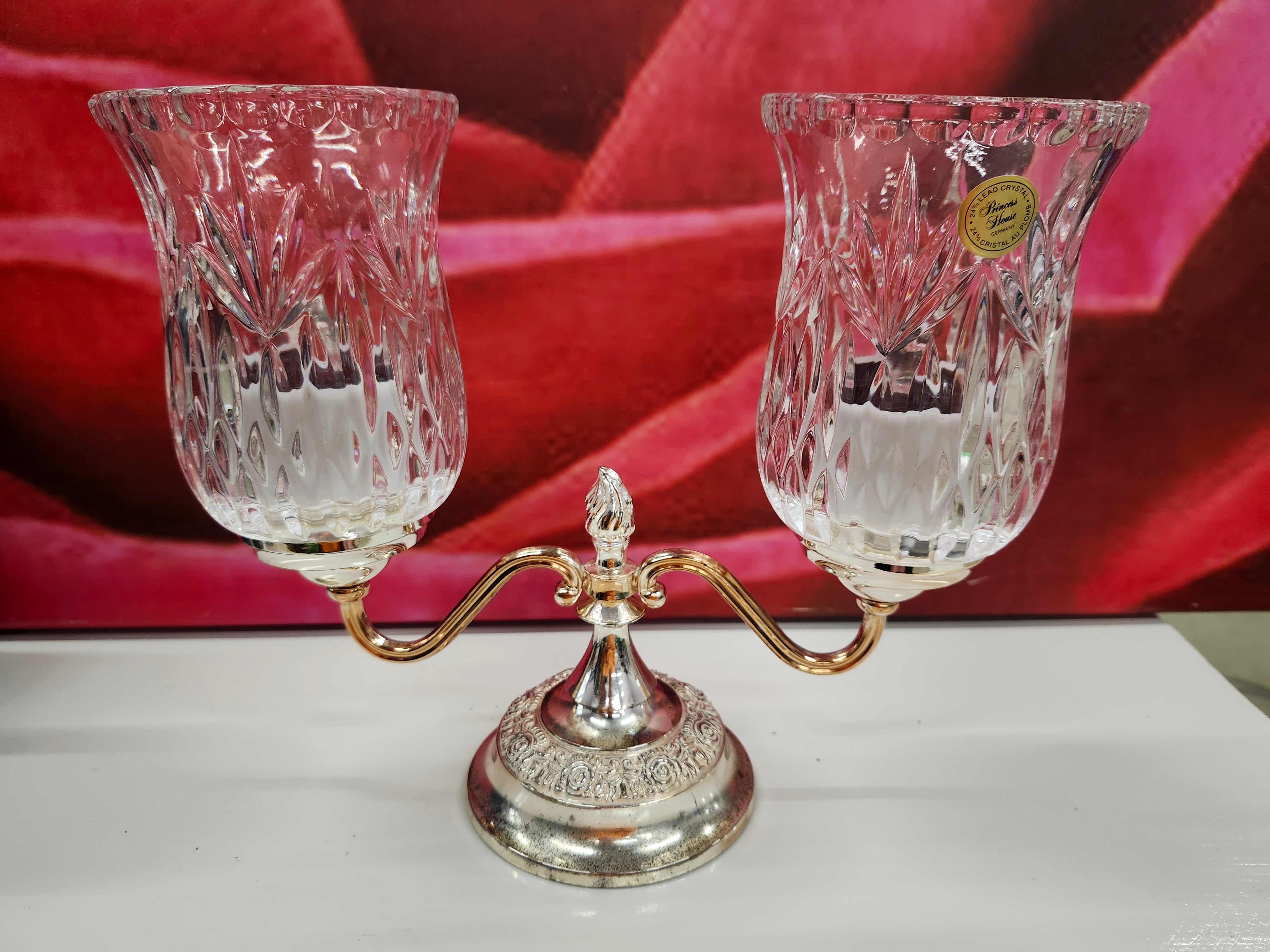 Hurricane crystal candle holder