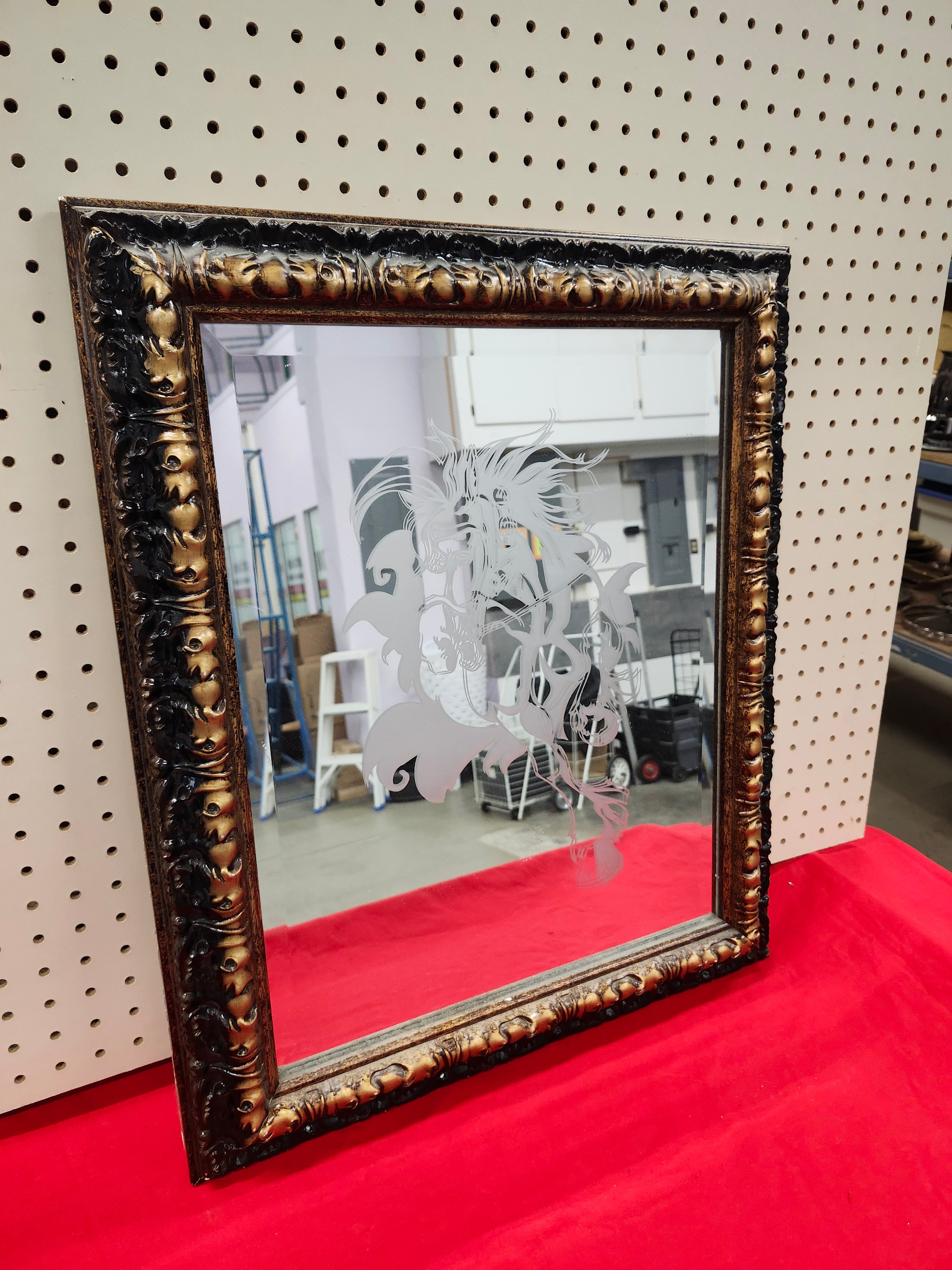 Aboriginal hand-made etched mirror of horse