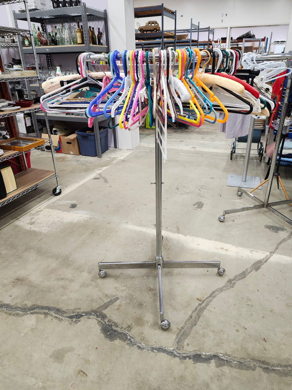 Clothing rack on wheels with hangers