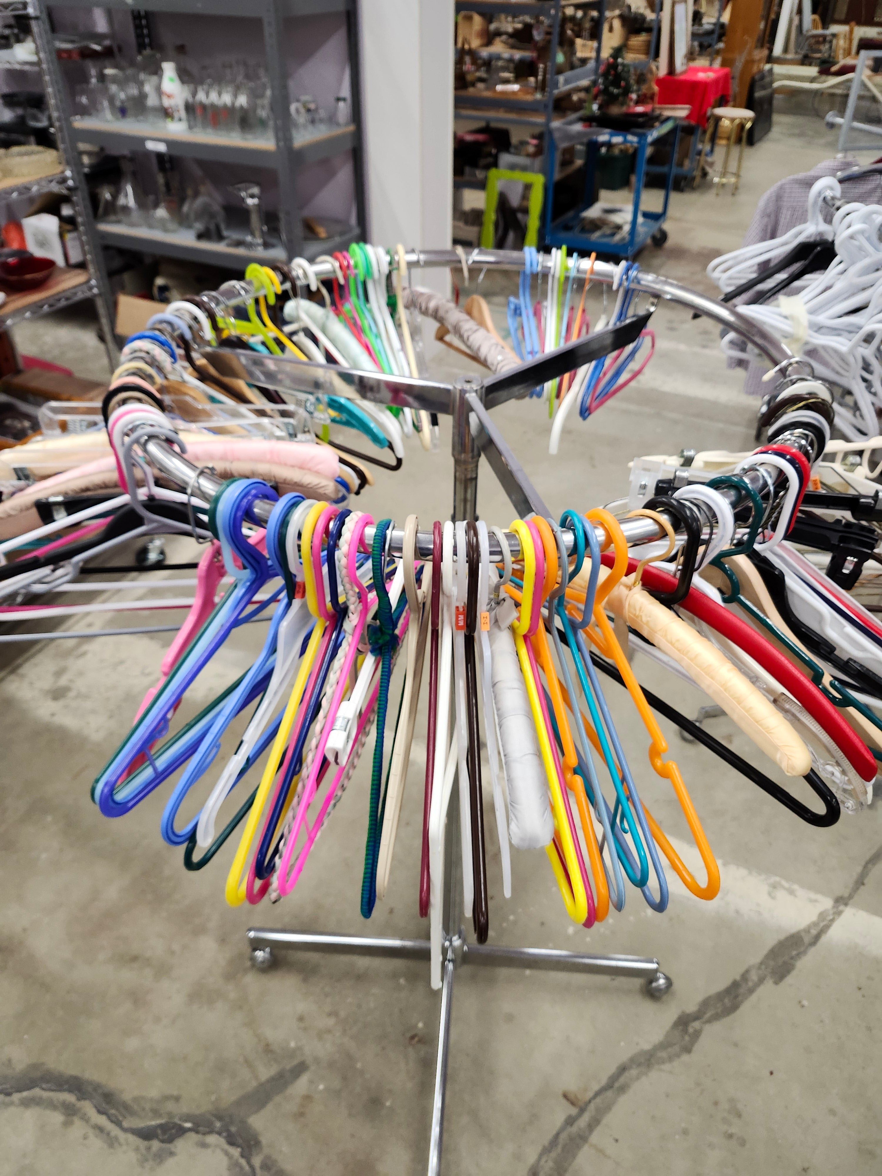 Clothing rack on wheels with hangers