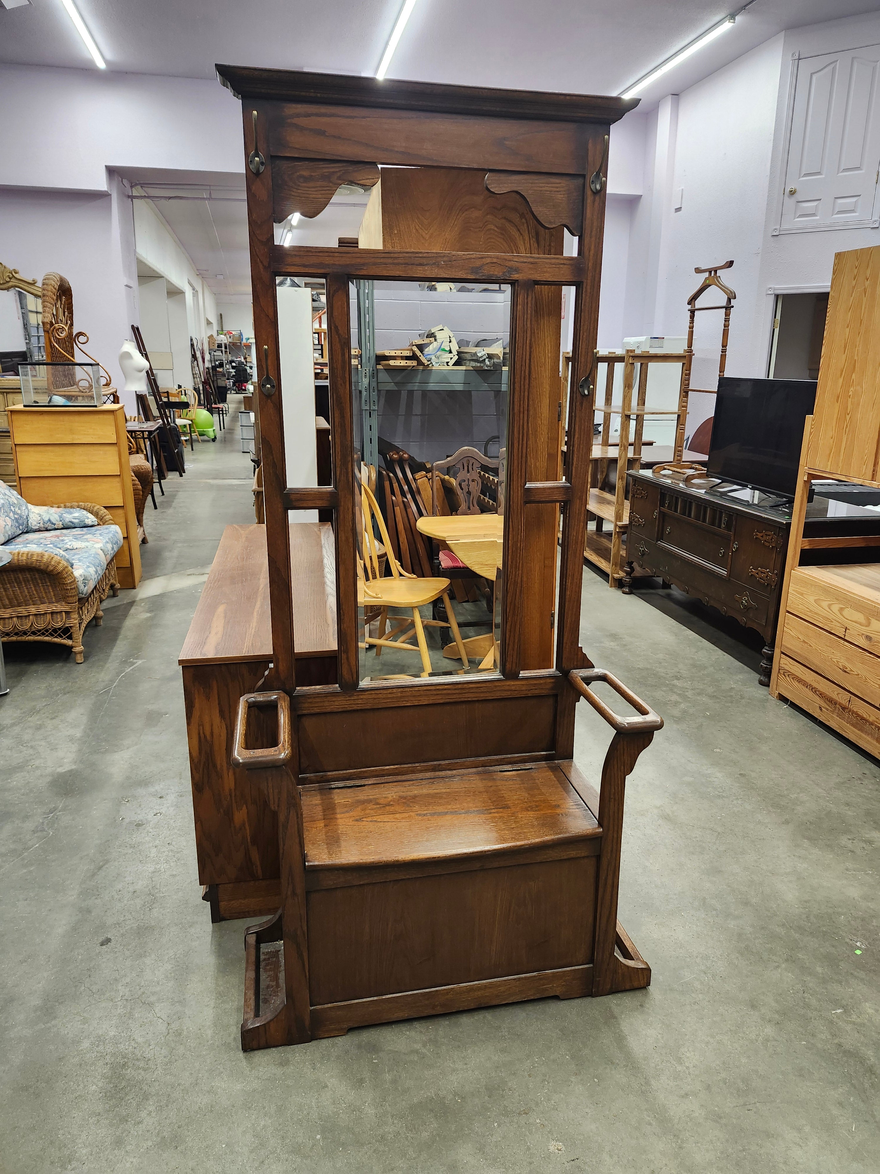 Hall tree with storage under seat