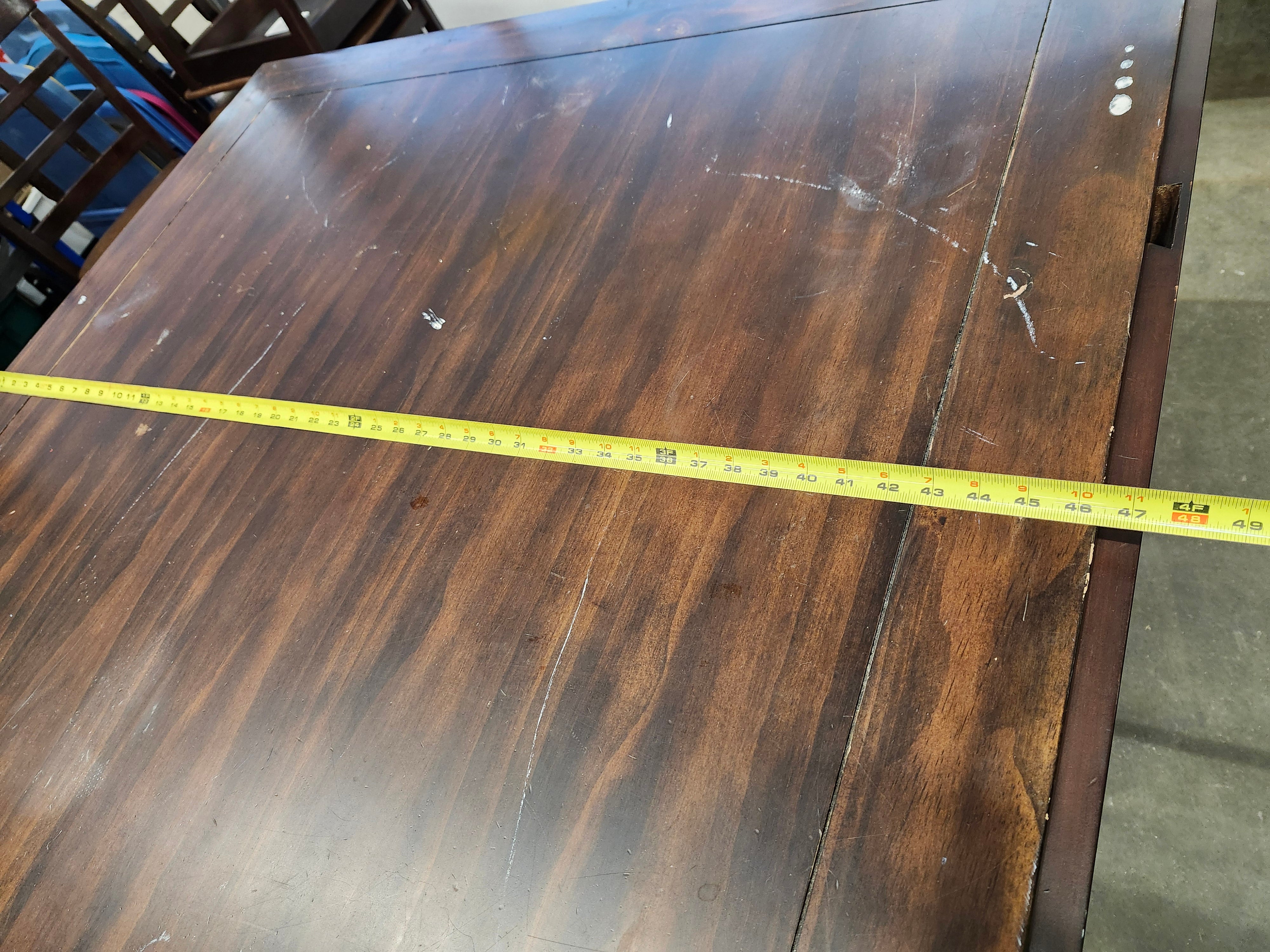 Dining set with 4 drop sides on each corner & 6 chairs with storage underneath table