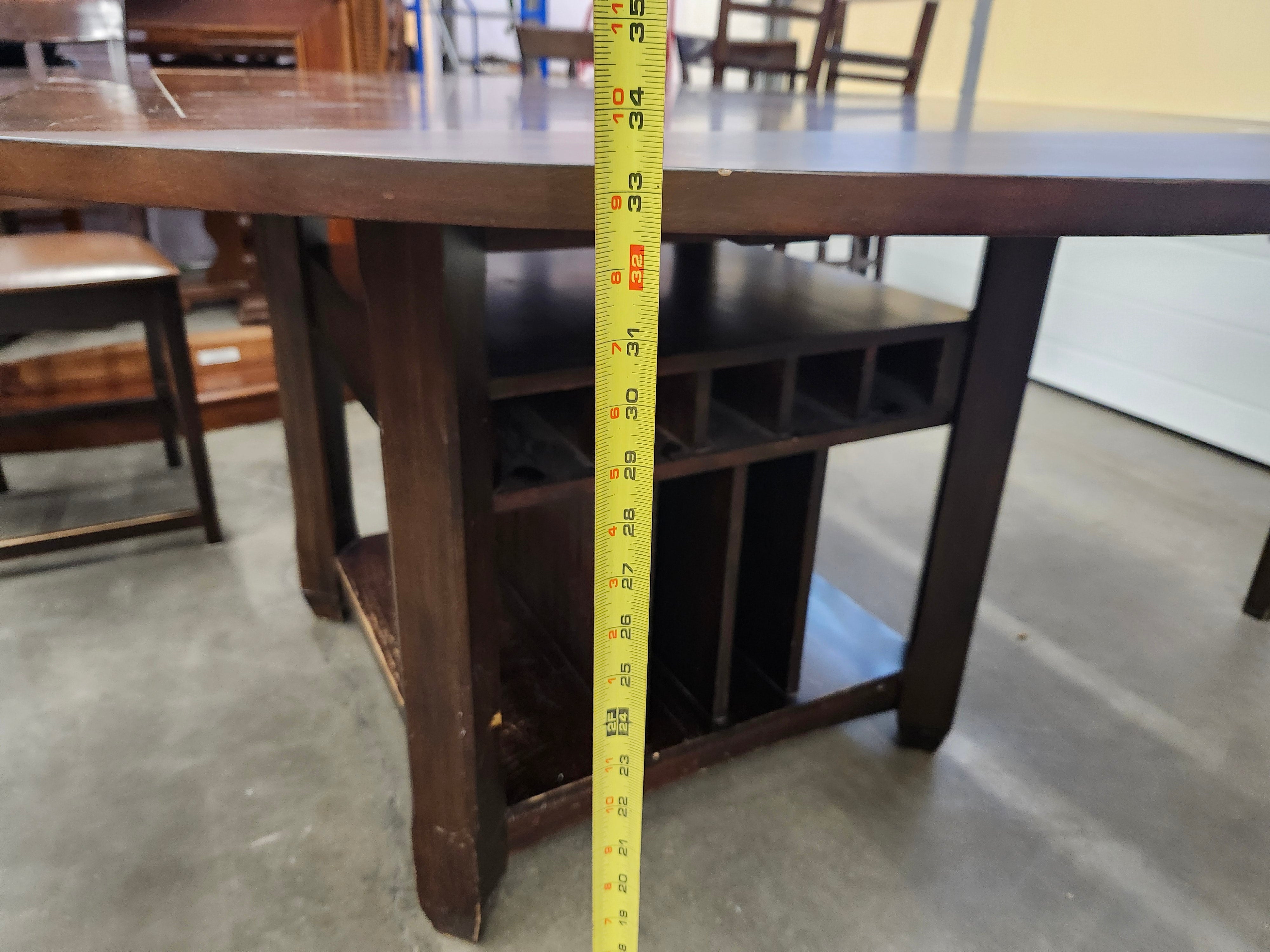 Dining set with 4 drop sides on each corner & 6 chairs with storage underneath table