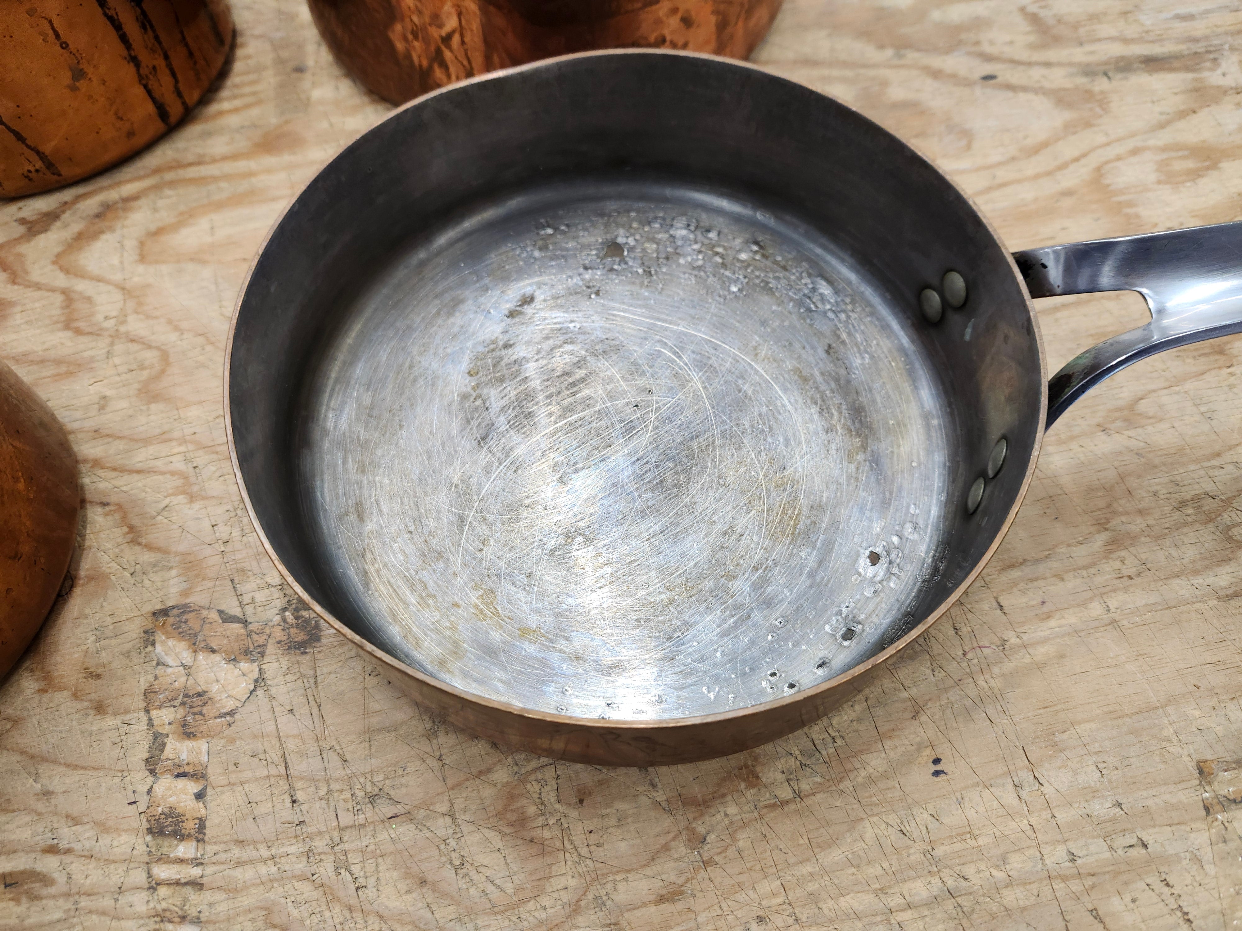 Copper frying pans and pots