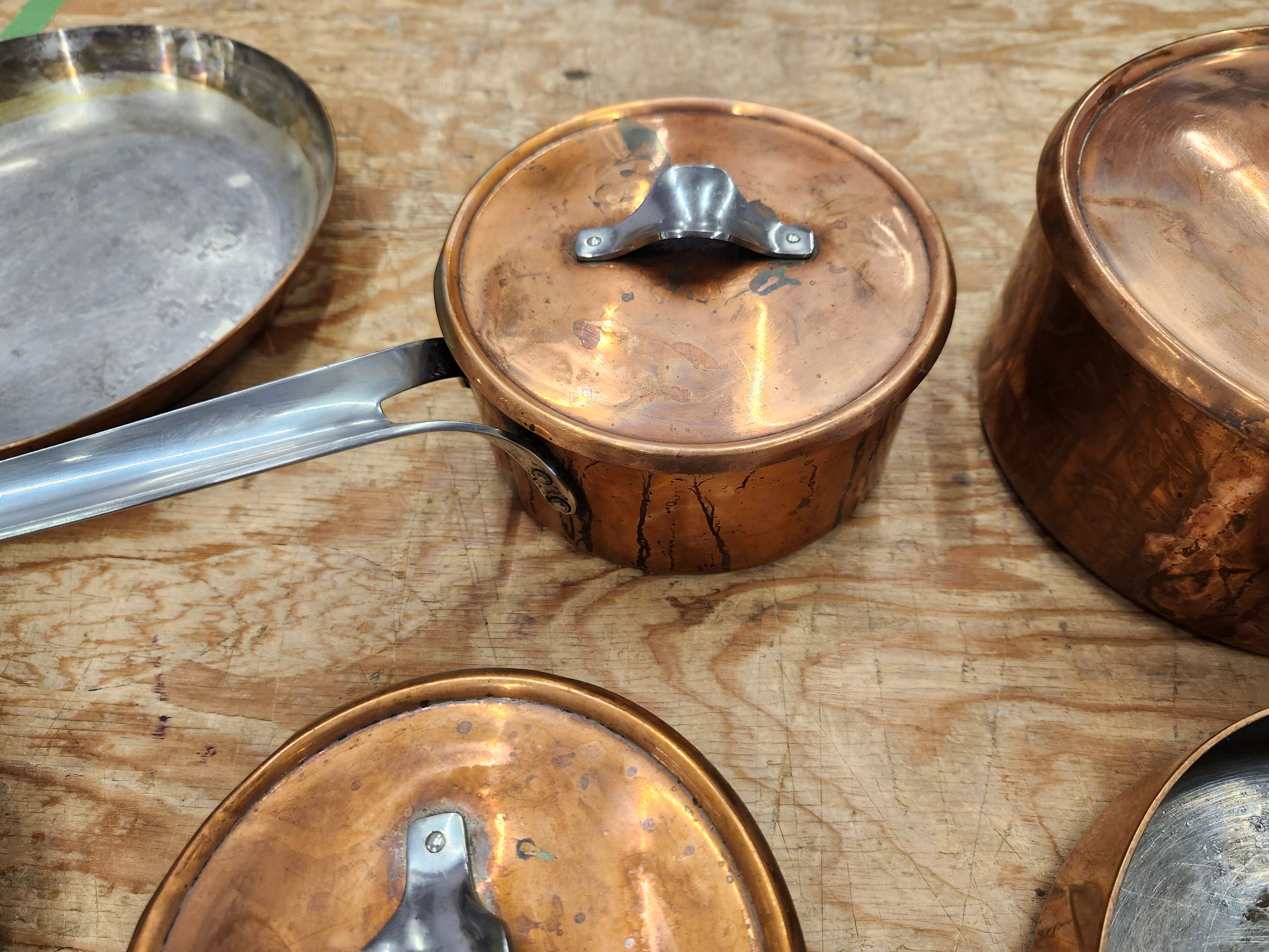 Copper frying pans and pots