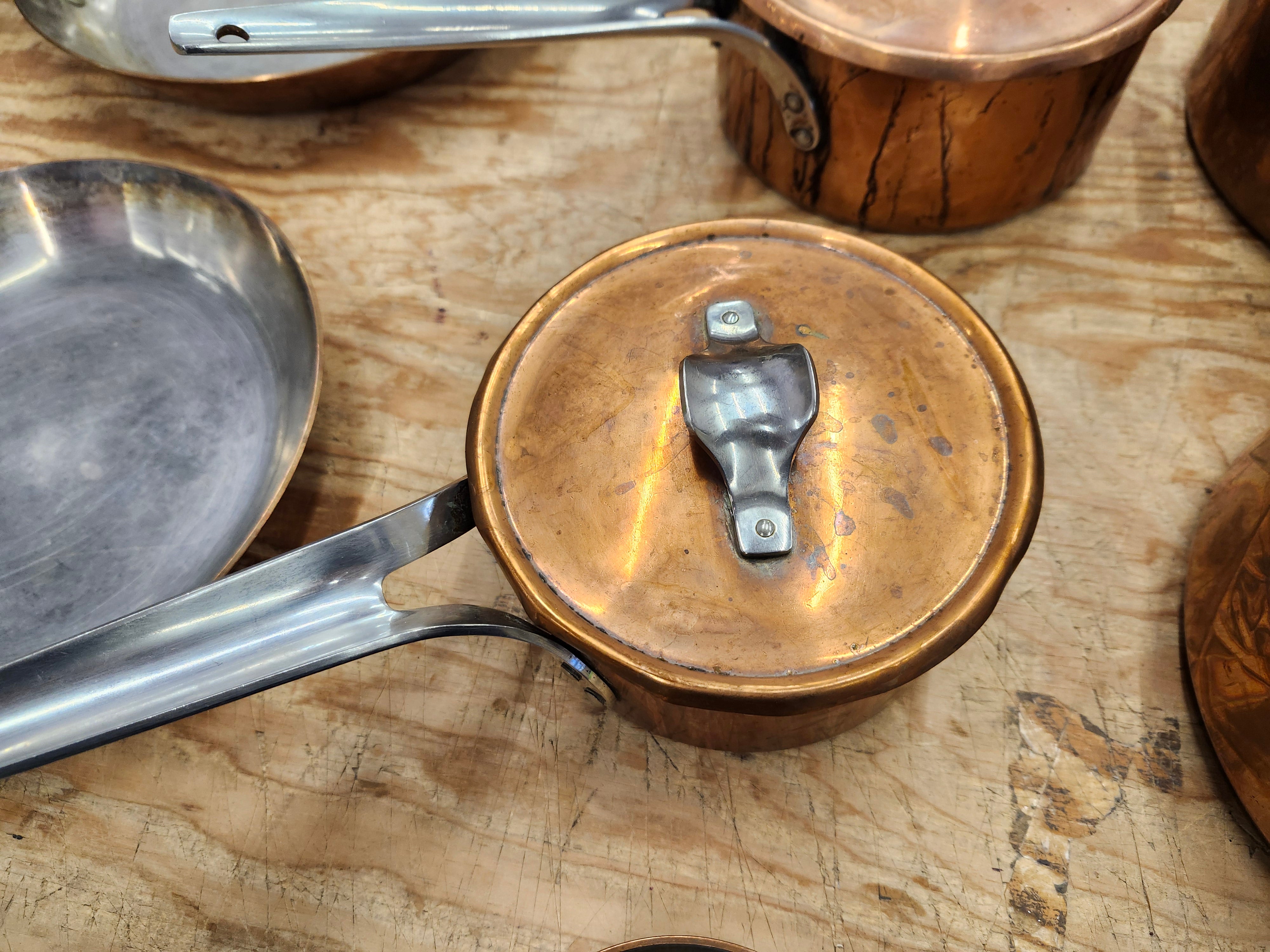 Copper frying pans and pots