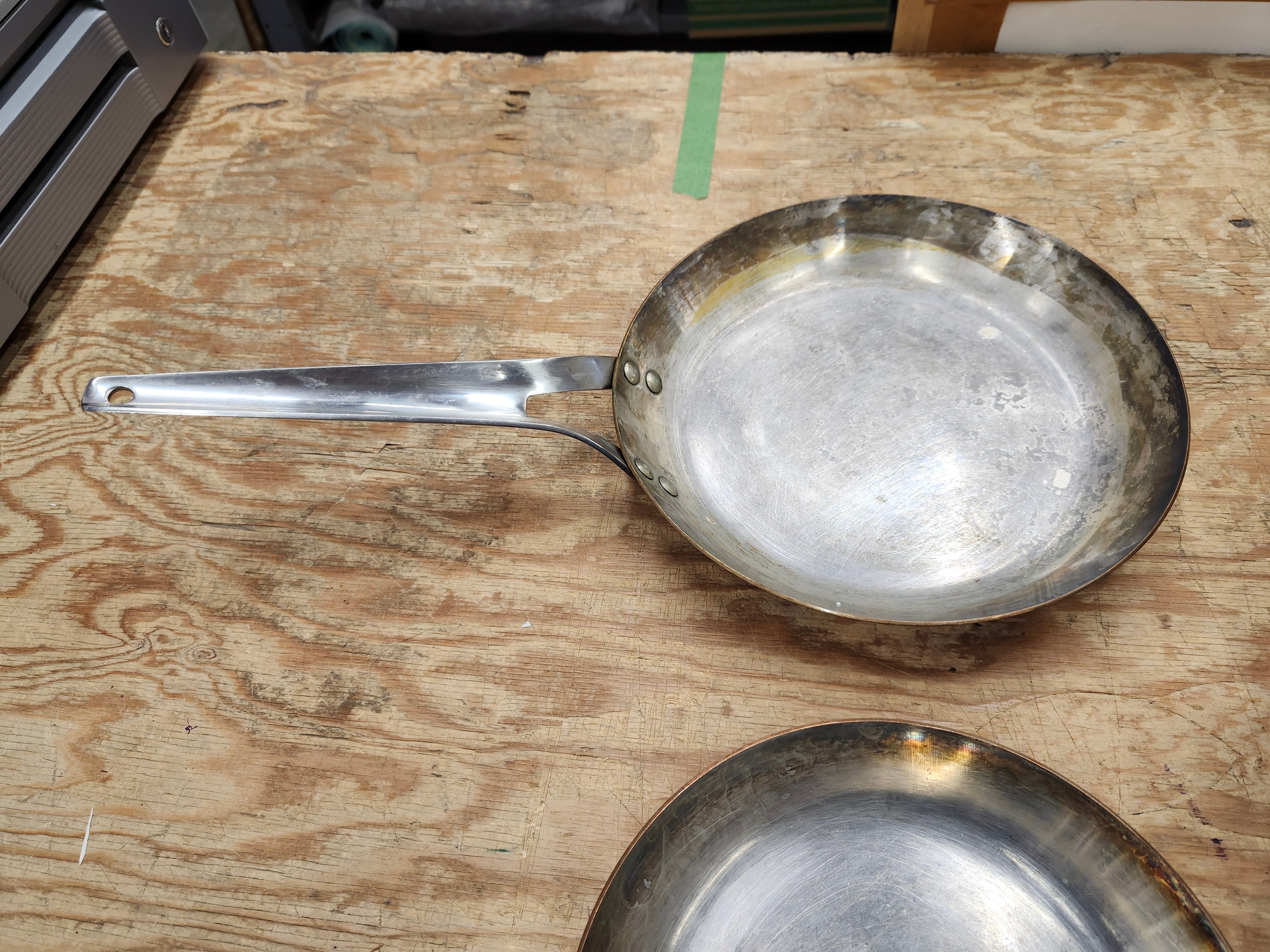 Copper frying pans and pots