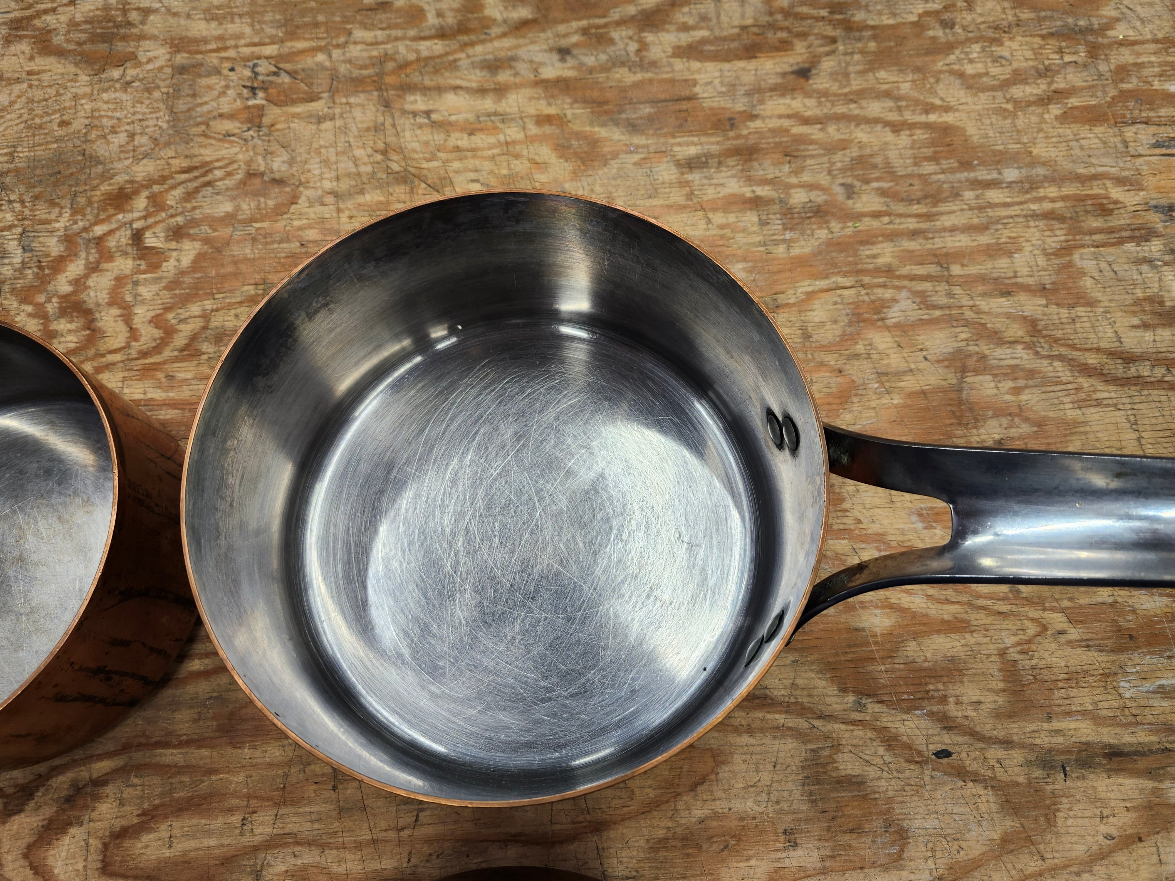 Copper frying pans and pots