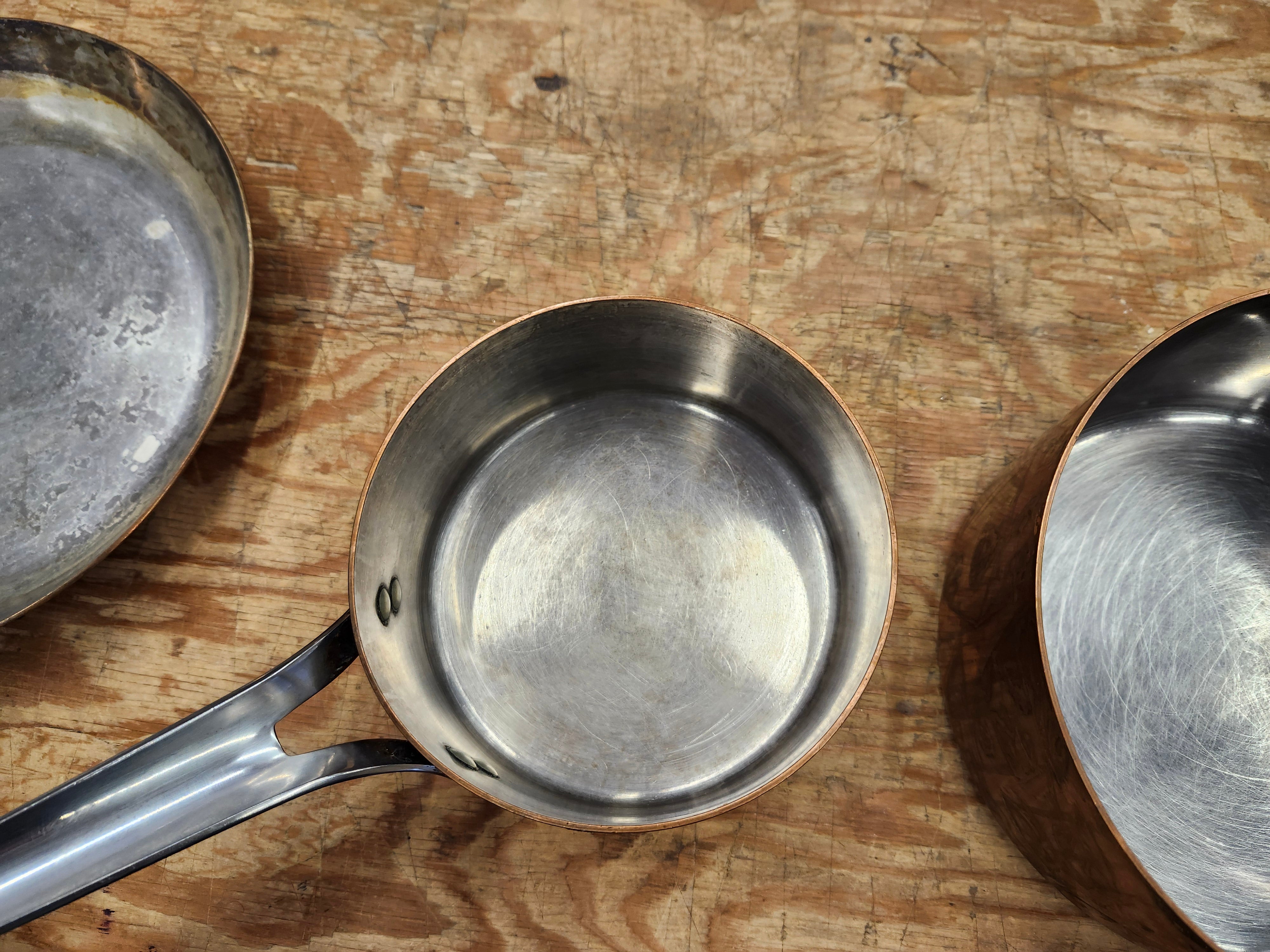 Copper frying pans and pots