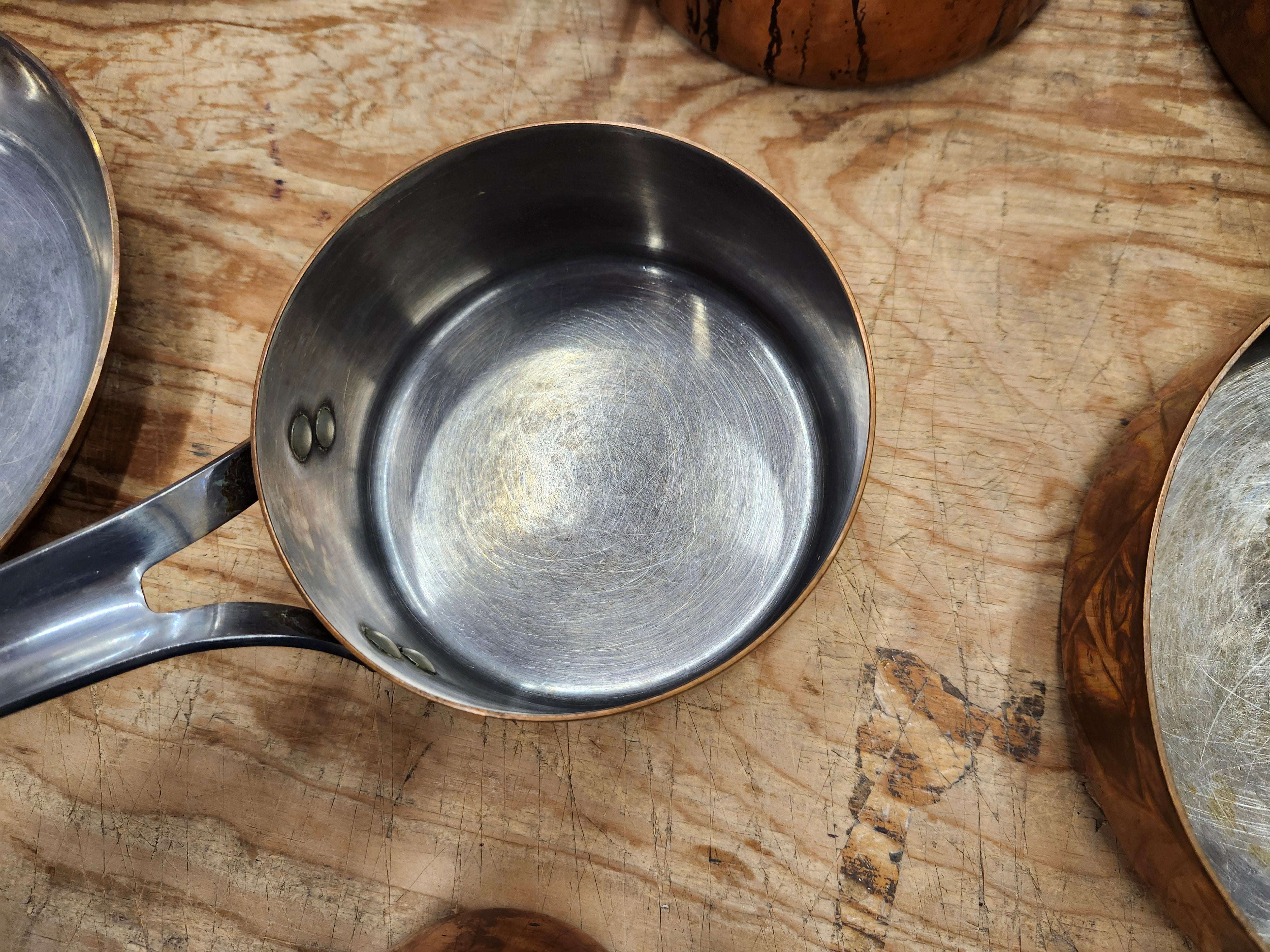Copper frying pans and pots