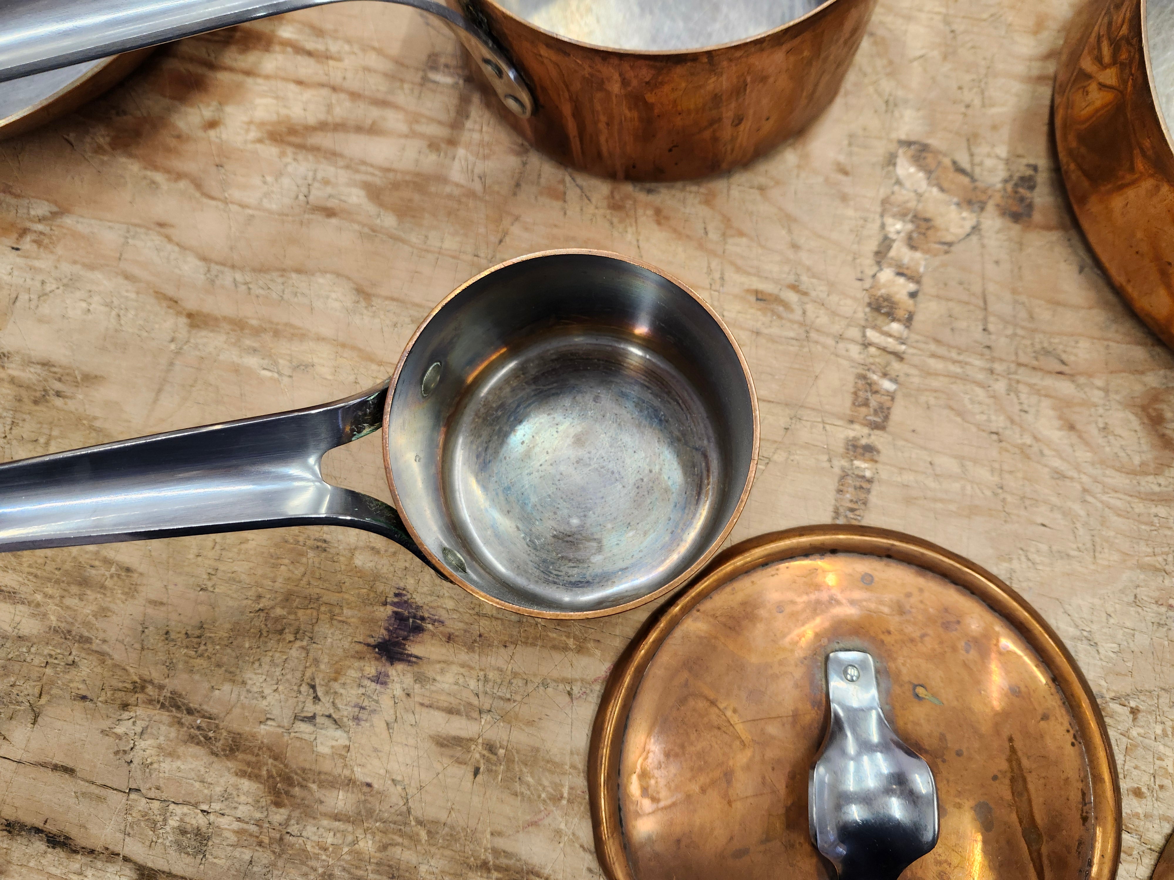Copper frying pans and pots