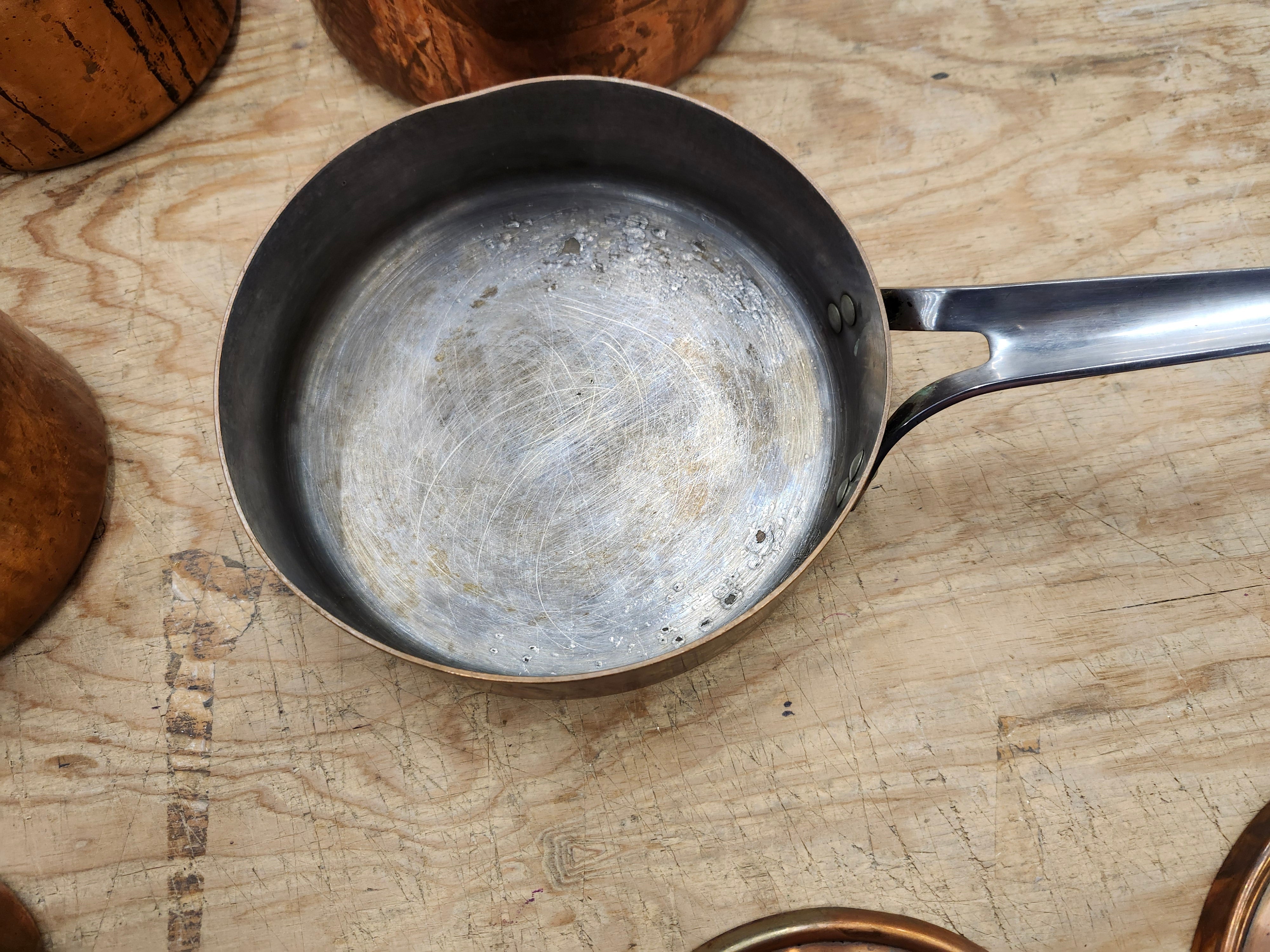 Copper frying pans and pots