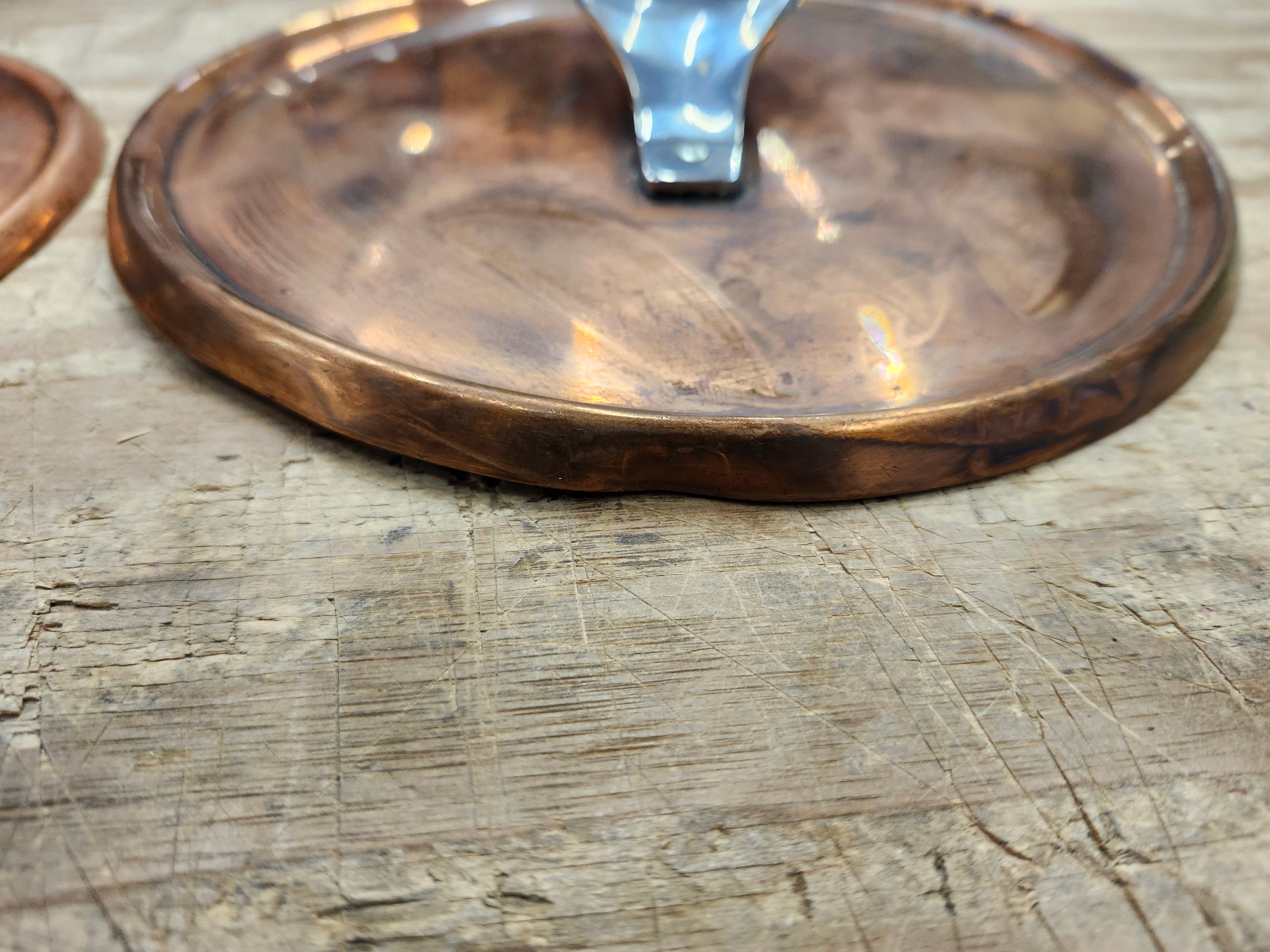 Copper frying pans and pots