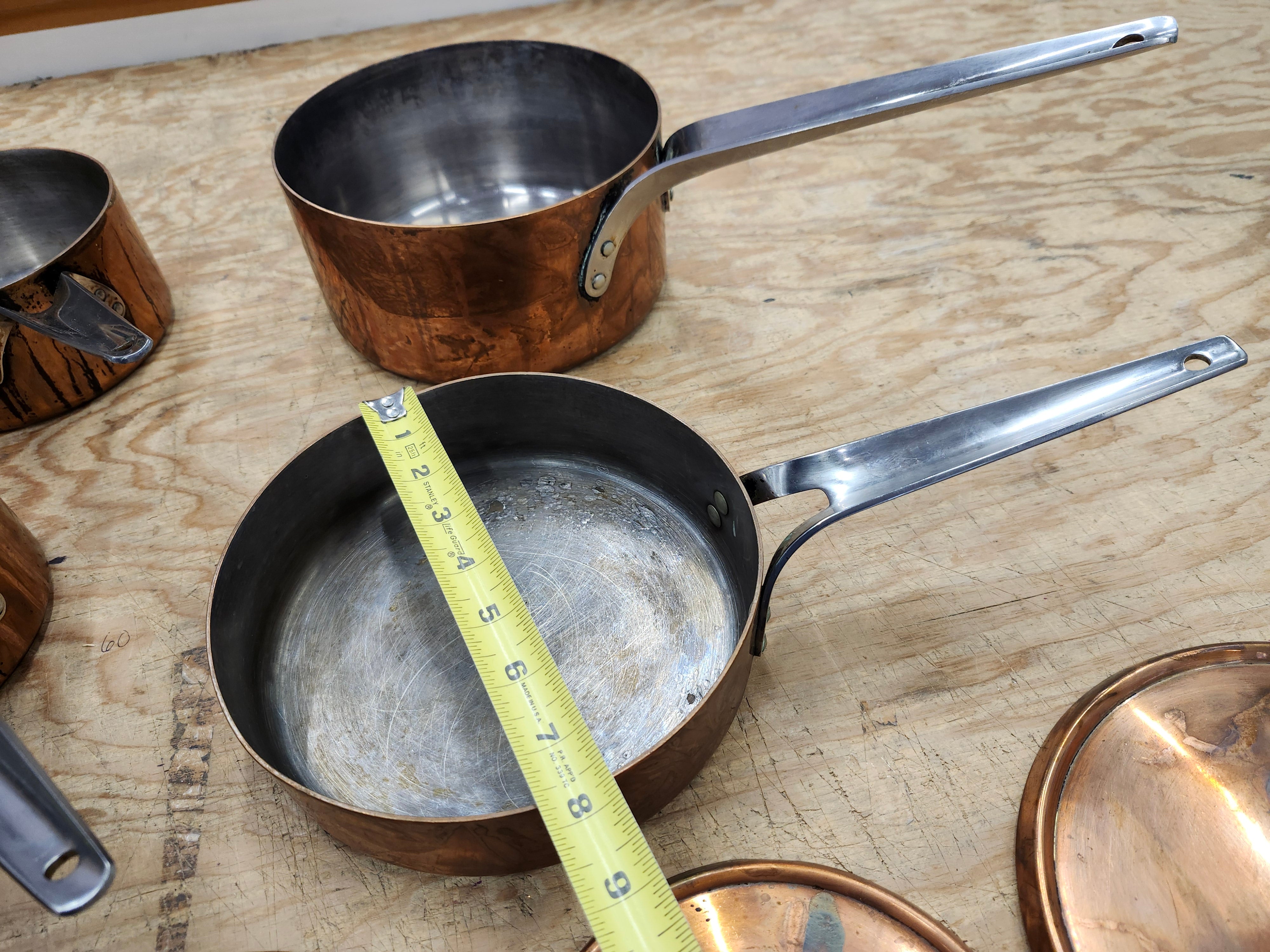 Copper frying pans and pots