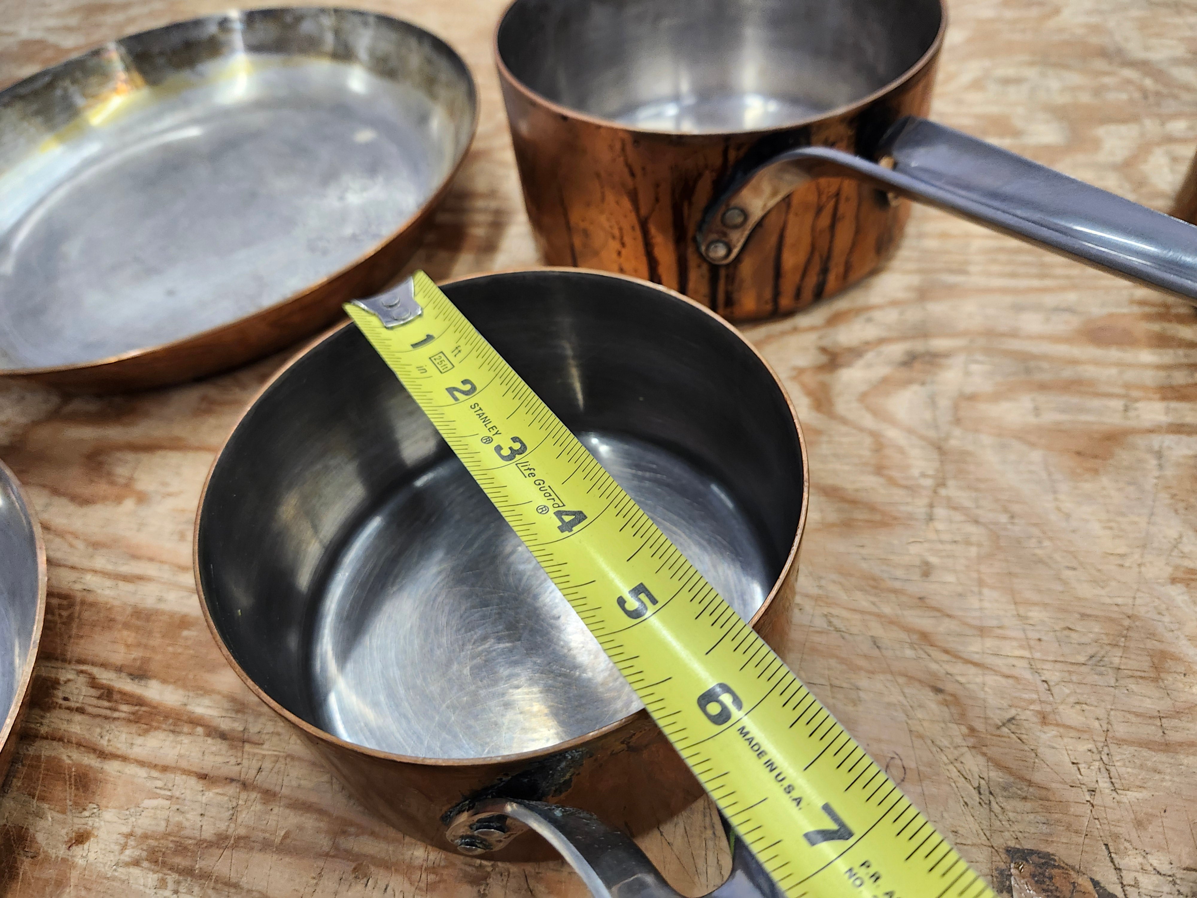 Copper frying pans and pots