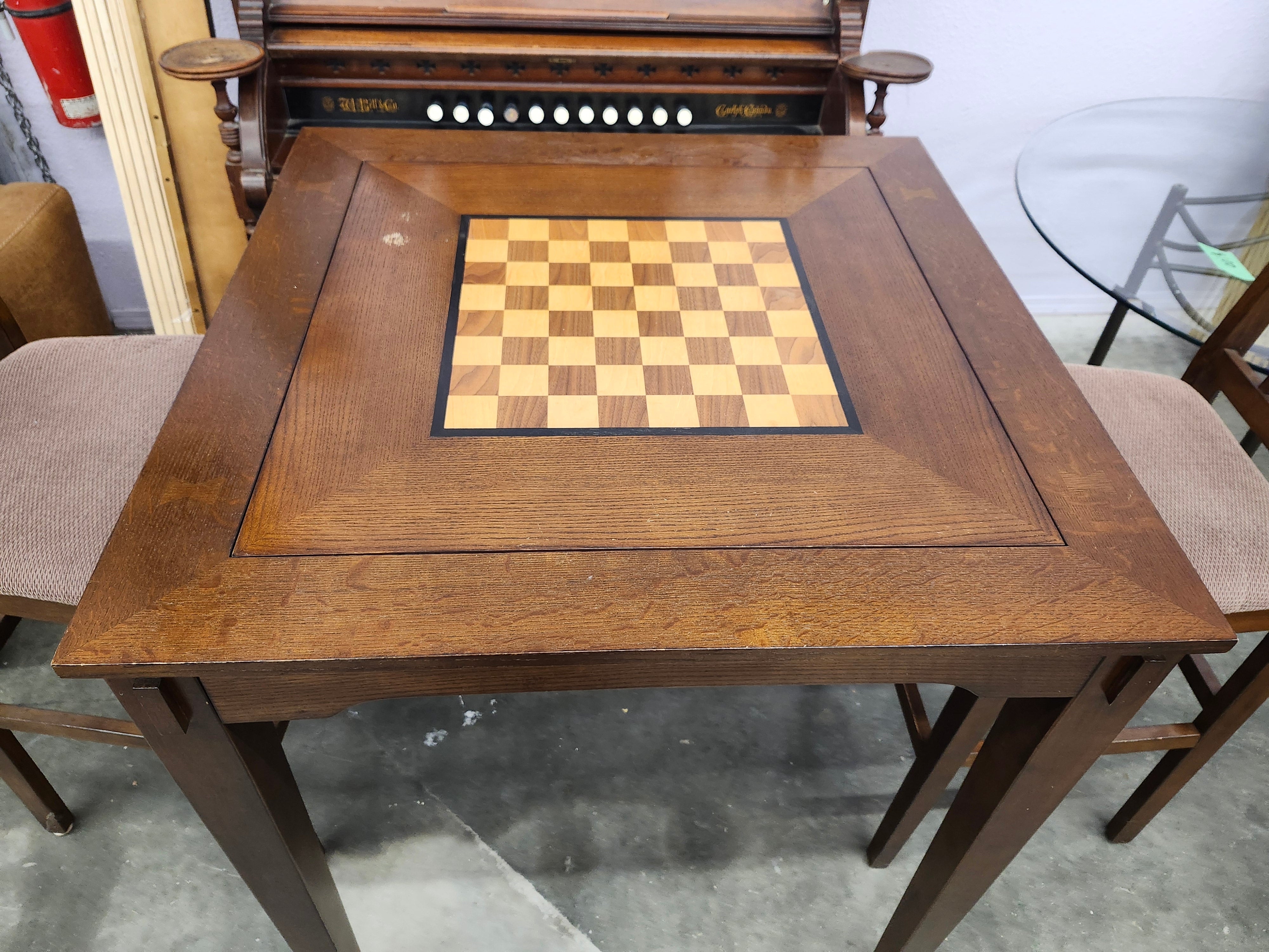 Bar height game table & 2 chairs