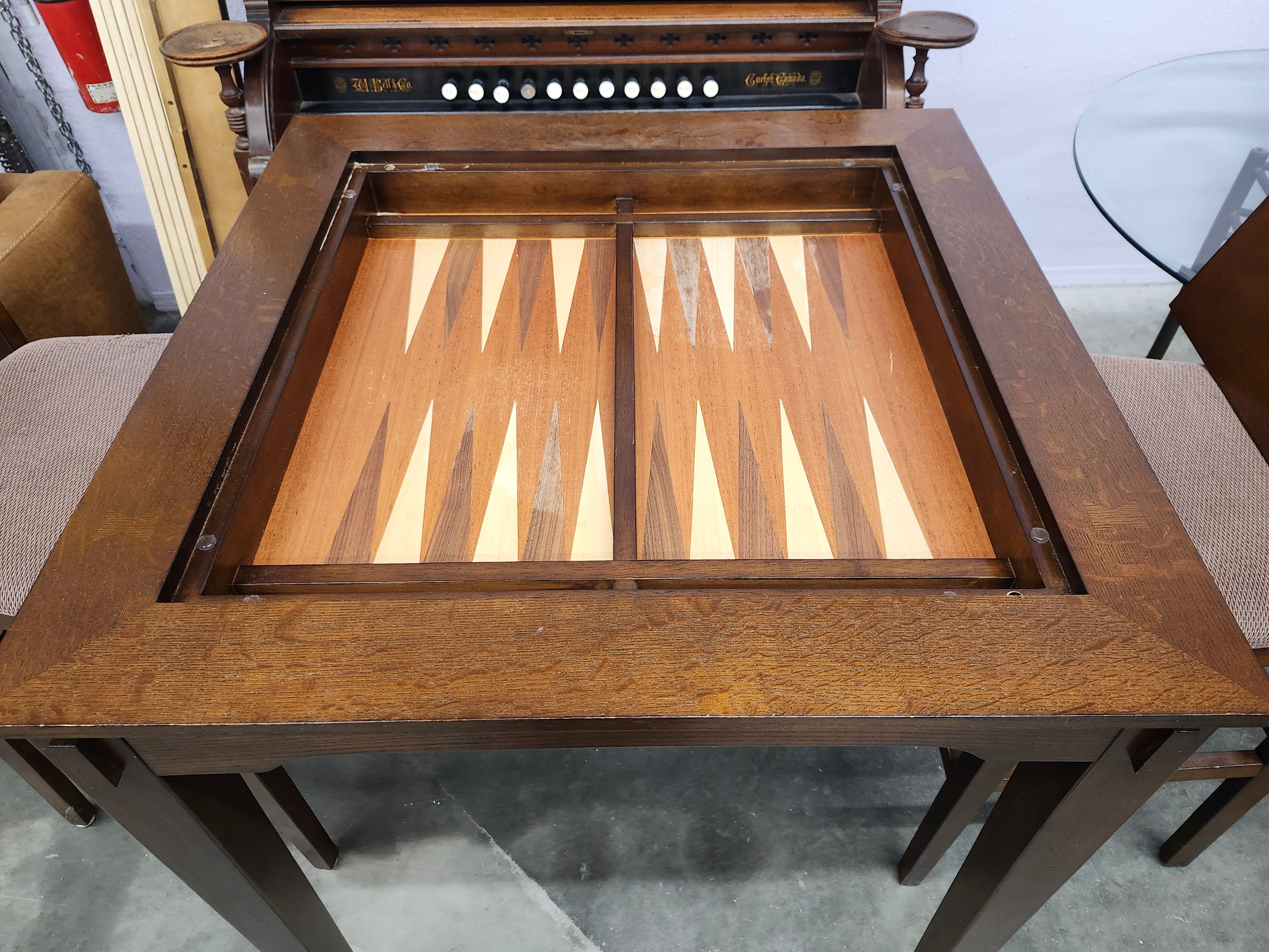 Bar height game table & 2 chairs