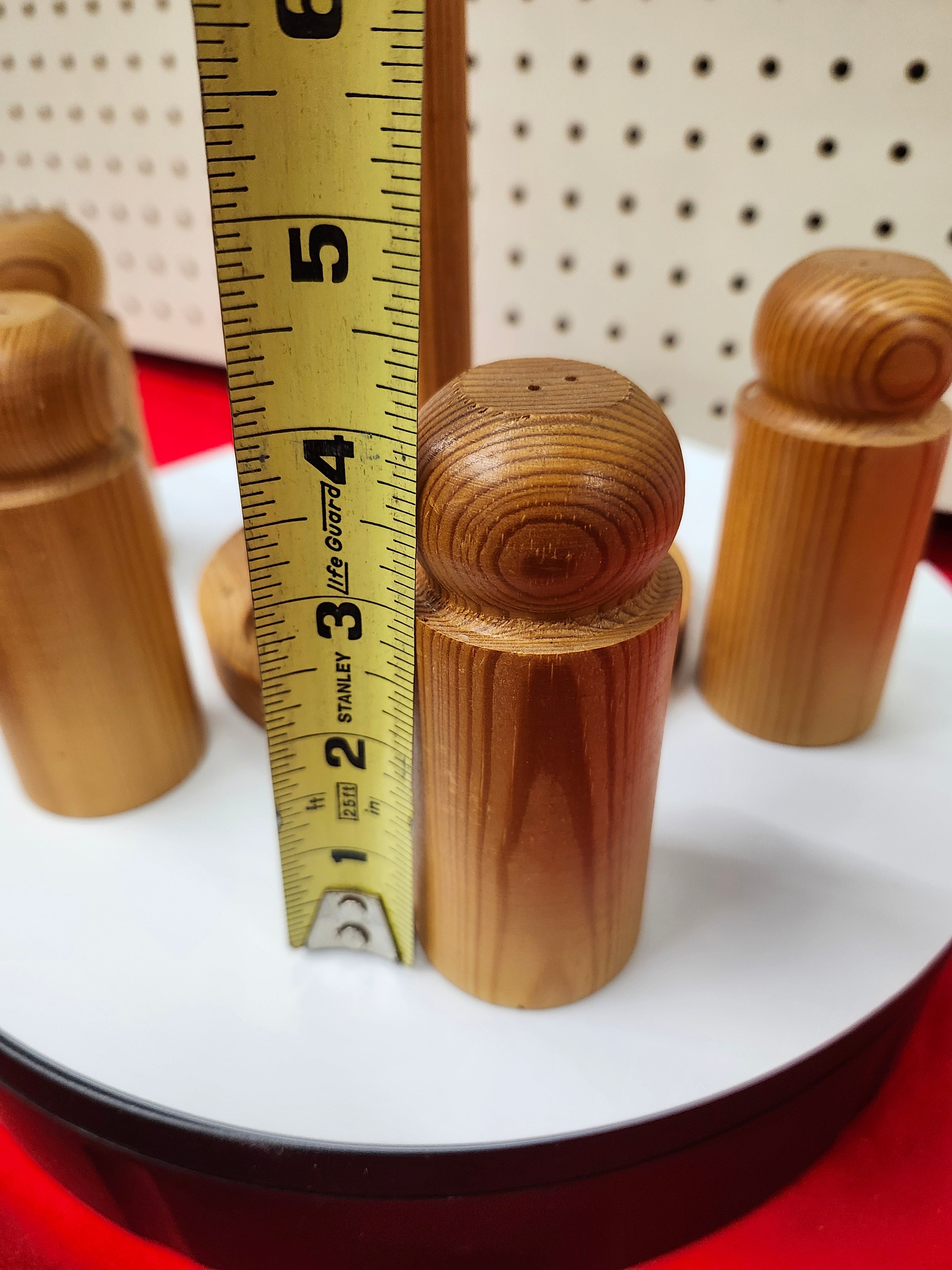 Salt & pepper wood shakers with stand