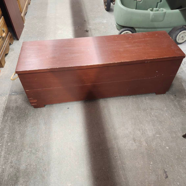 Large Wooden Storage Chest Trunk Dark Red