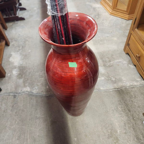 Floor Vase Red Bamboo Look Decor