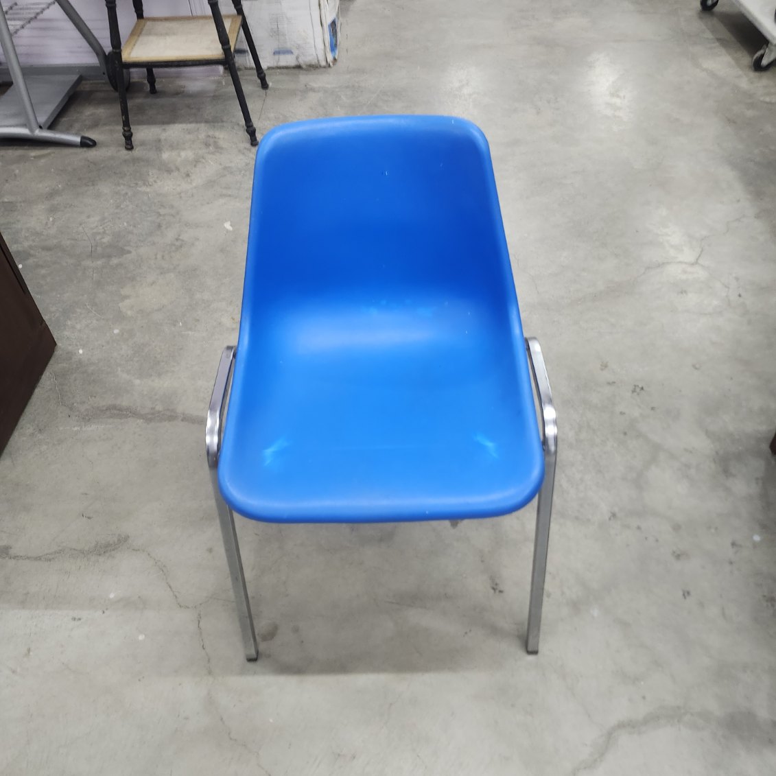 Blue Plastic Stackable Side Chair Metal Frame