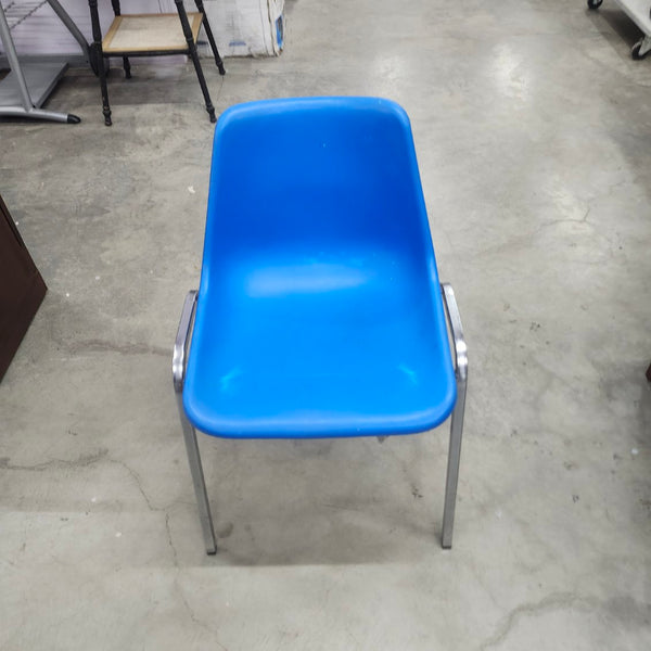 Blue Plastic Stackable Side Chair Metal Frame