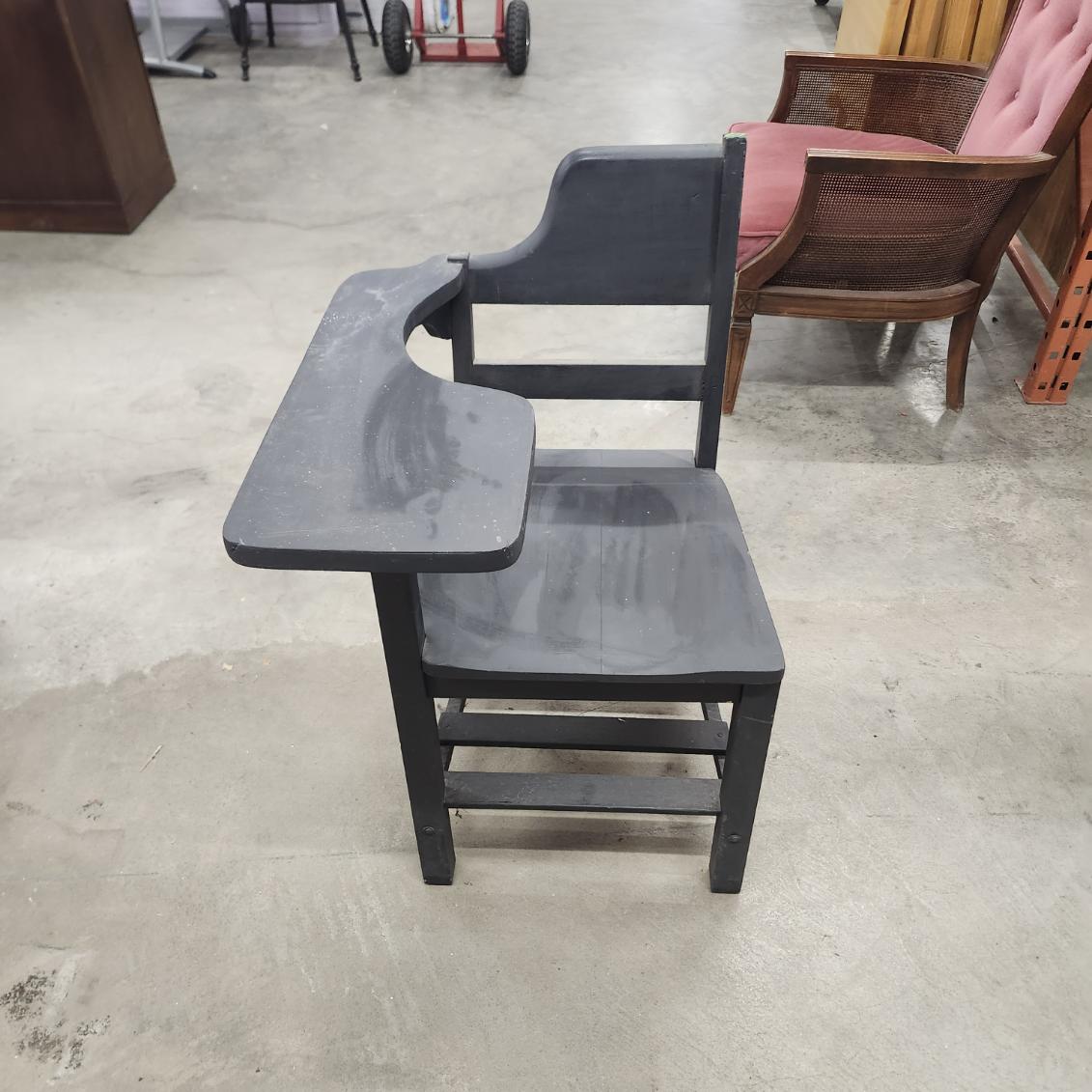Vintage School Desk Chair Wood Tablet Arm