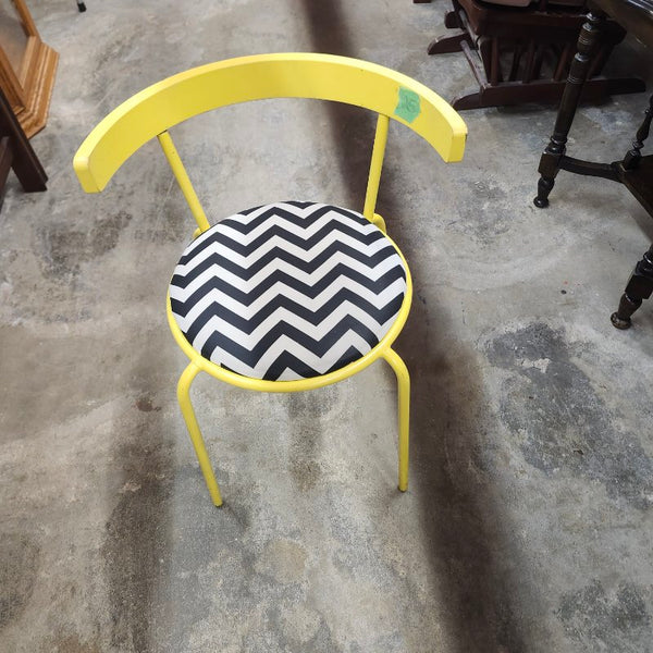Yellow Accent Chair Round Chevron Seat