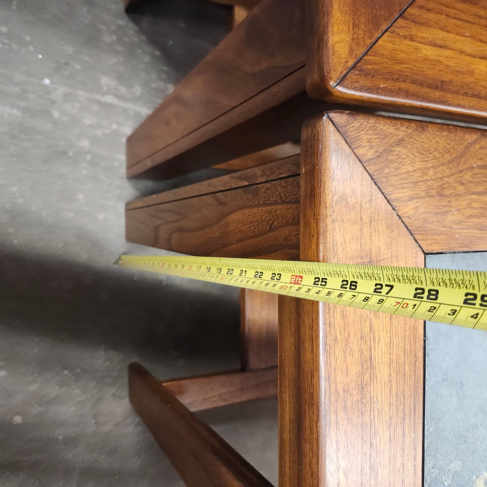 Pair of Slate Top End Tables Wood Frame