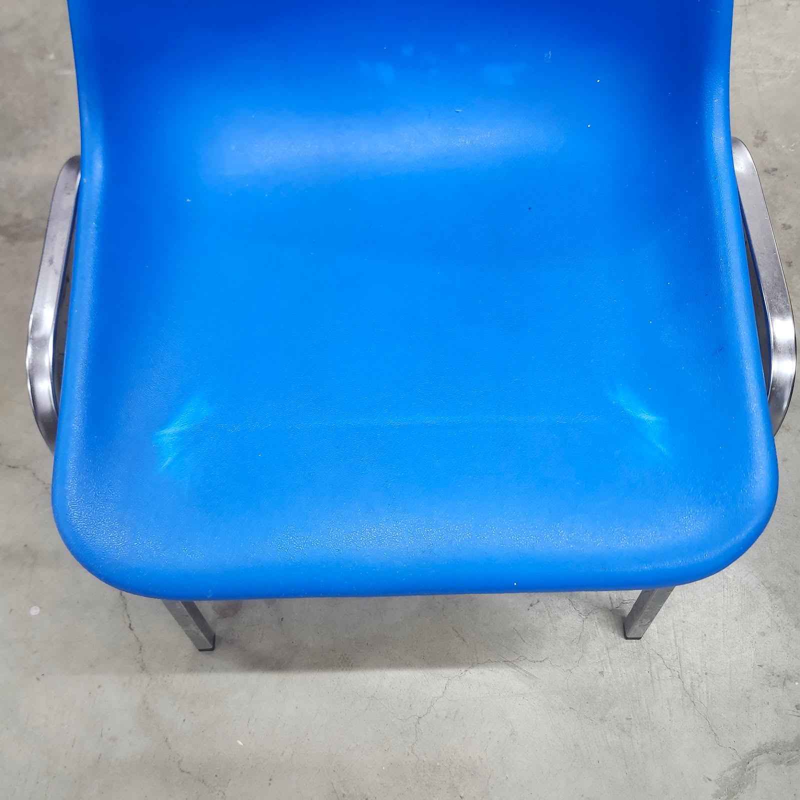 Blue Plastic Stackable Side Chair Metal Frame