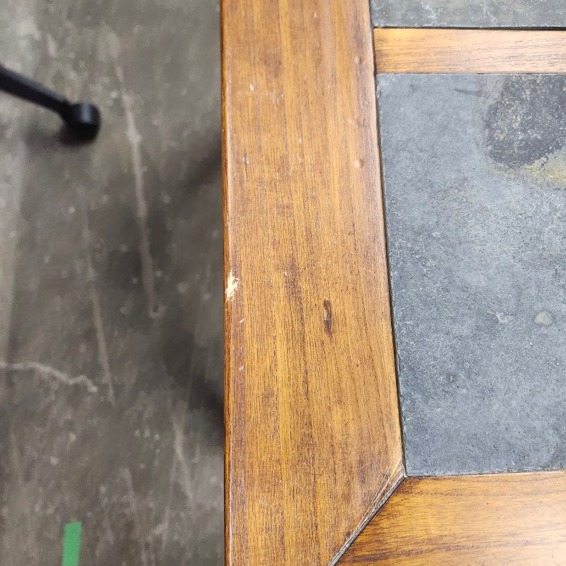 Pair of Slate Top End Tables Wood Frame