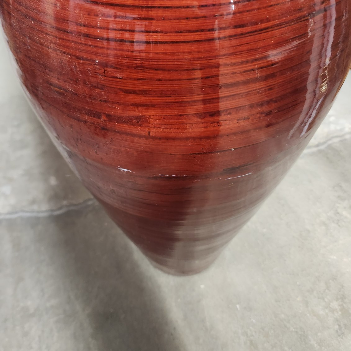 Floor Vase Red Bamboo Look Decor
