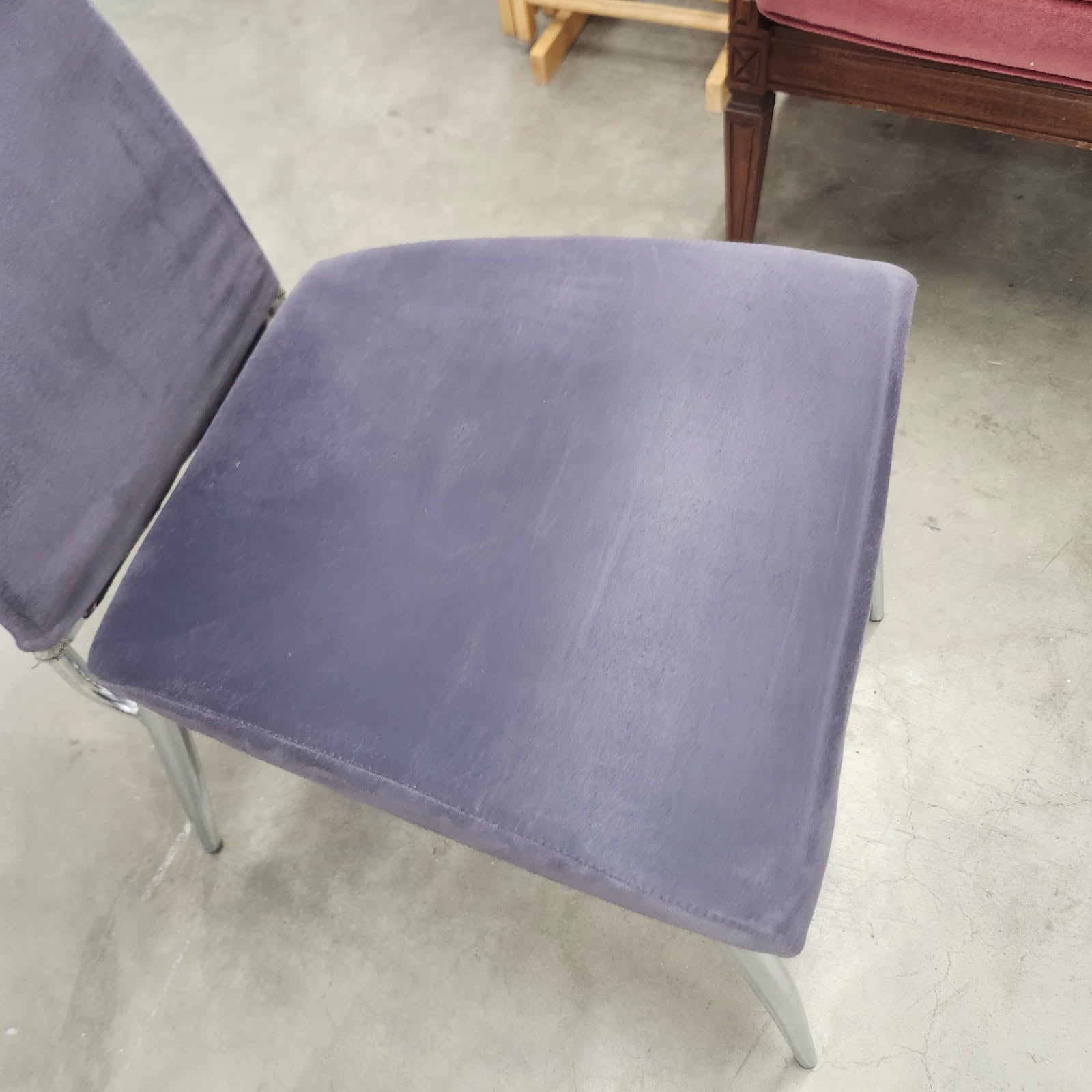 Dining Chair Modern High Back Purple Velvet Metal