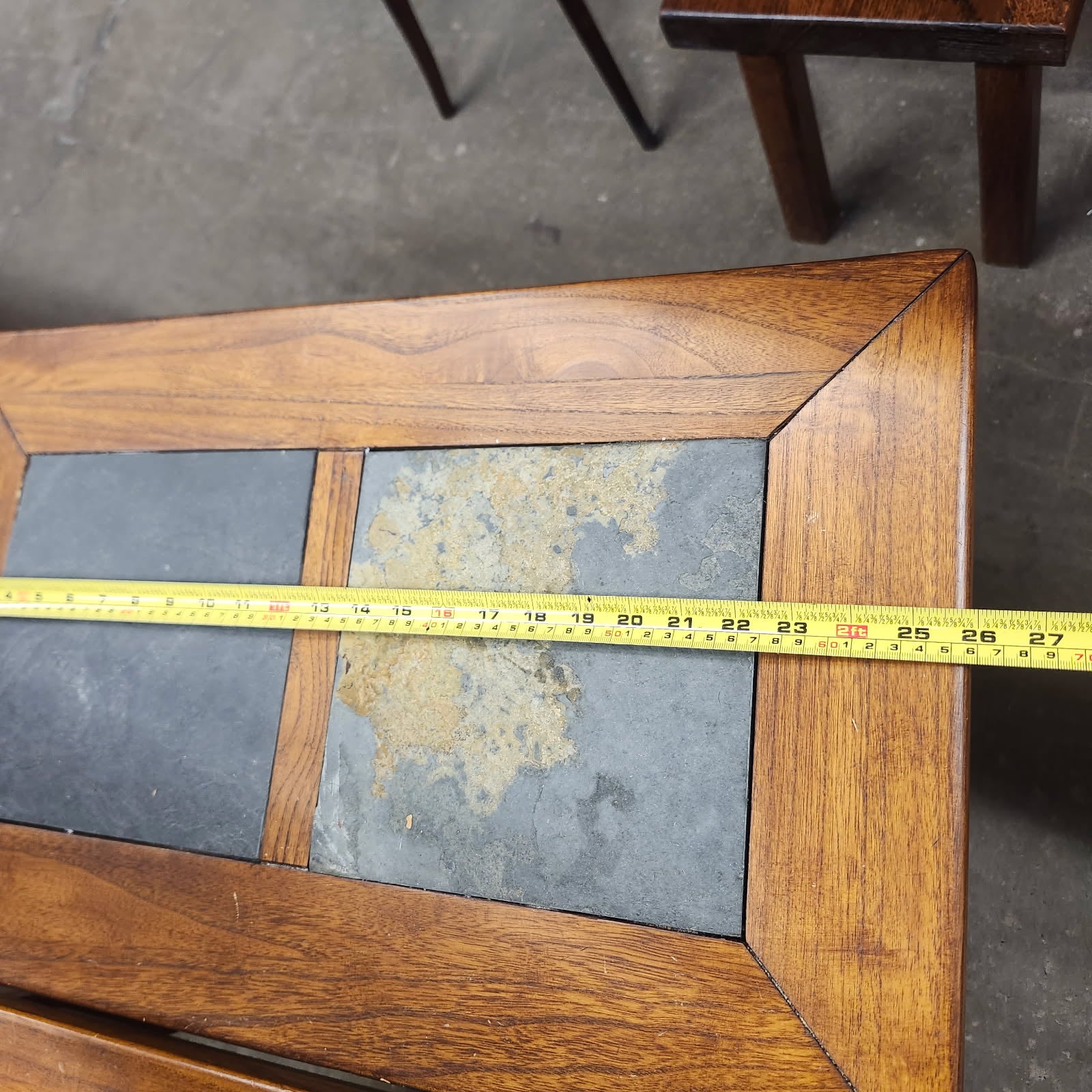 Pair of Slate Top End Tables Wood Frame