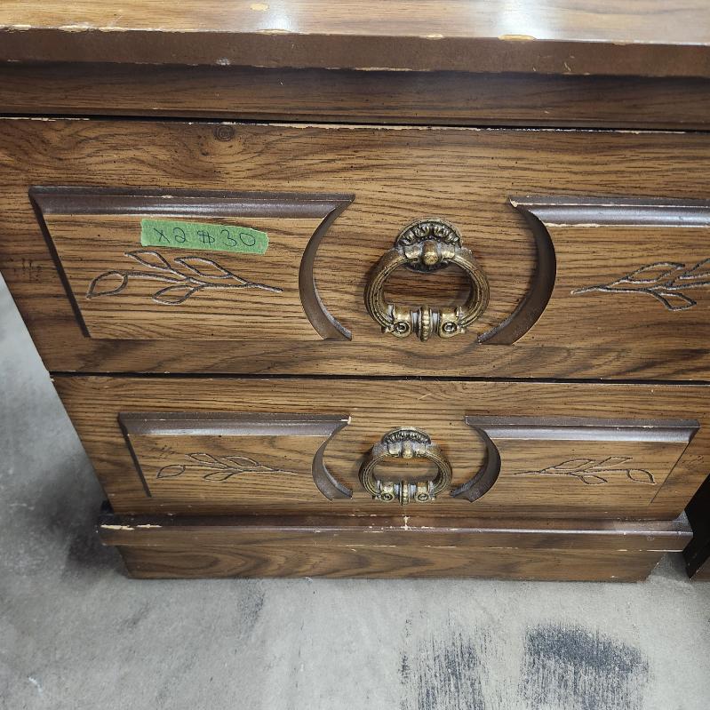 Pair of Nightstands 2-Drawer End Tables Vintage