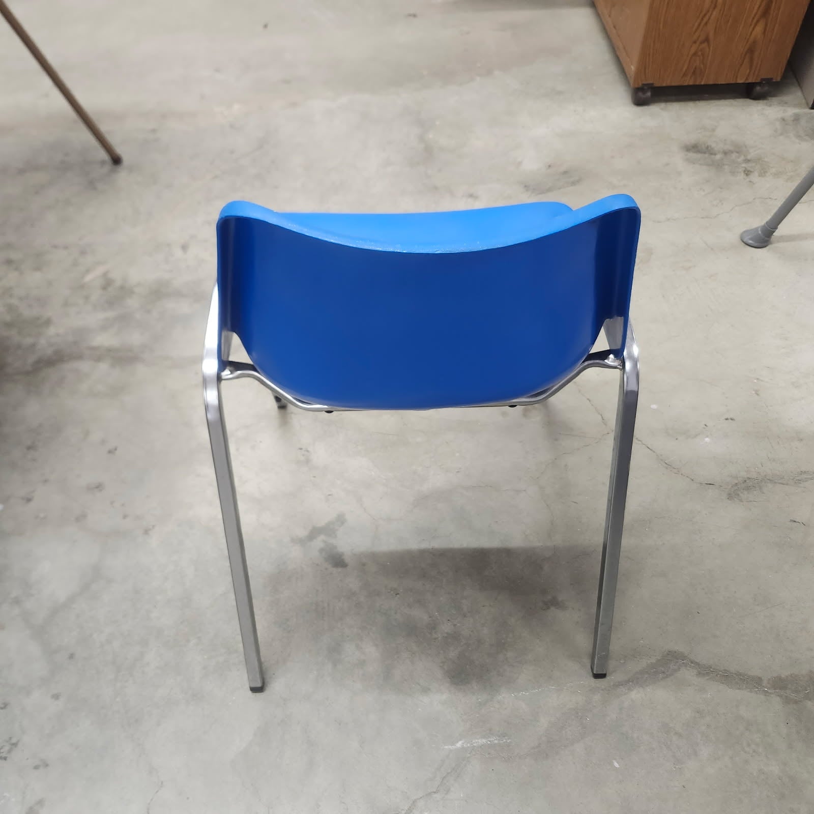 Blue Plastic Stackable Side Chair Metal Frame
