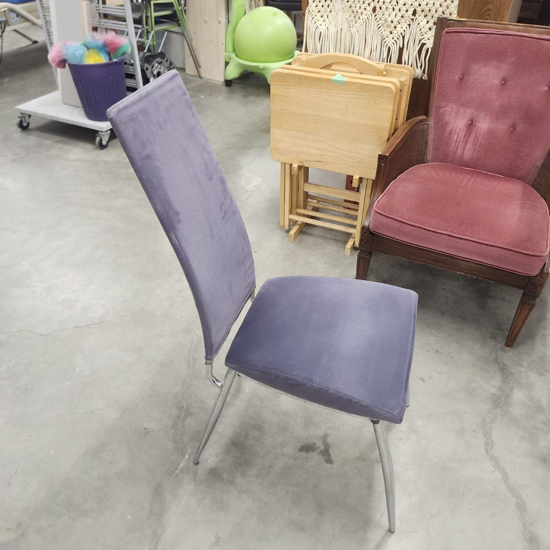 Dining Chair Modern High Back Purple Velvet Metal