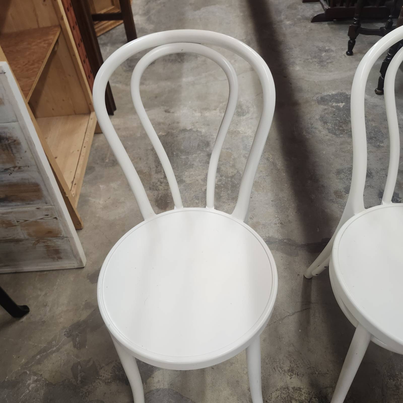 Pair of White Bentwood Cafe Dining Chairs